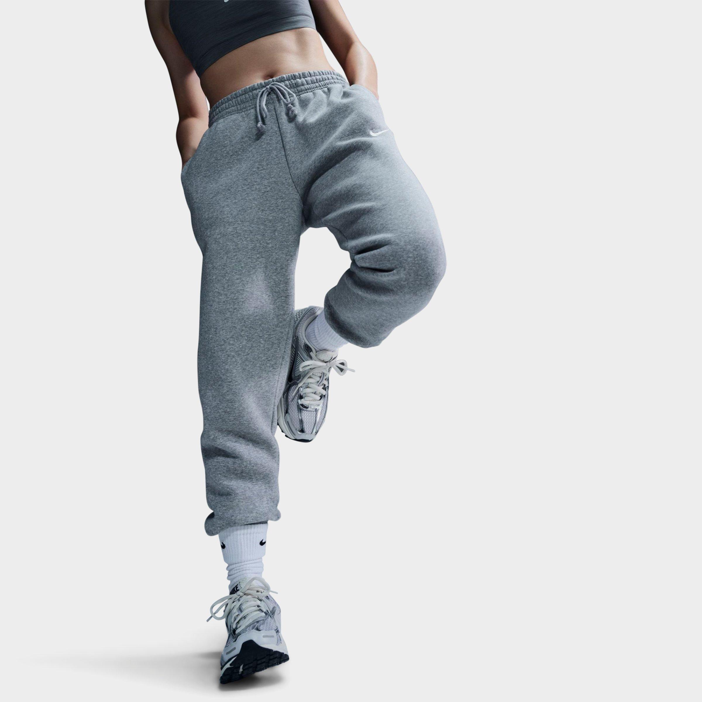 Nike Women's Sportswear Phoenix Fleece Mid-Rise Jogger Sweatpants in Dark Grey Heather/Sail Size: XS/Small