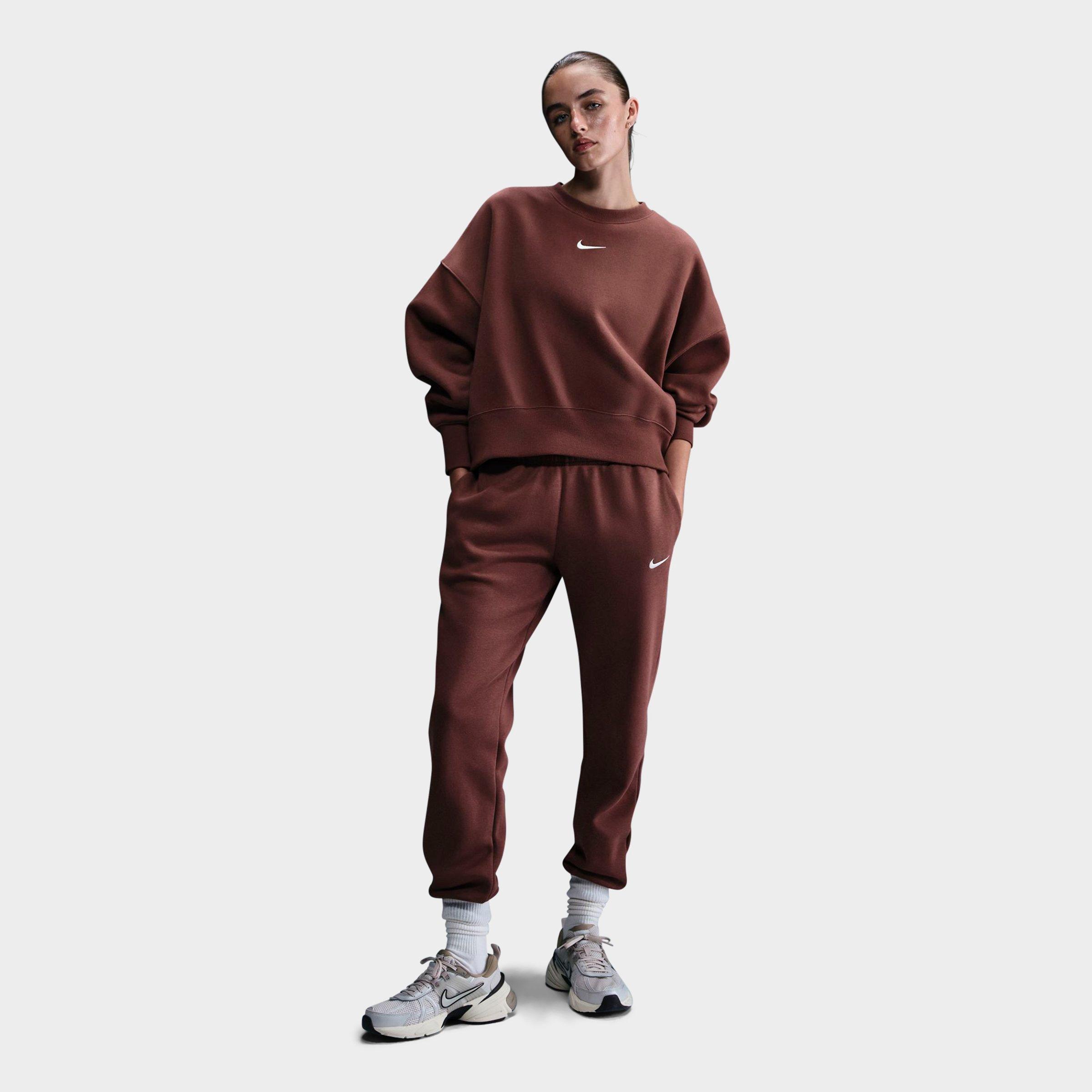 Nike Women's Sportswear Phoenix Fleece Mid-Rise Jogger Sweatpants in Red Sepia/Sail Size: XS