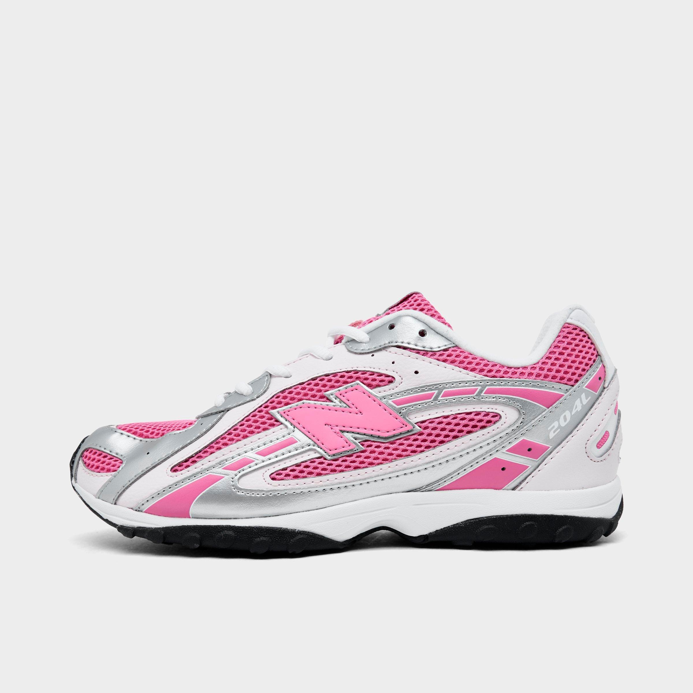 New Balance Girls' Big Kids 204L Casual Shoes in White/Pink/Silver Size: 4.0