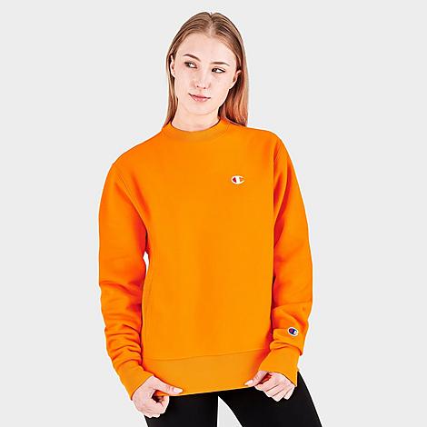 Champion Women's Reverse Weave Crewneck Sweatshirt In Orange