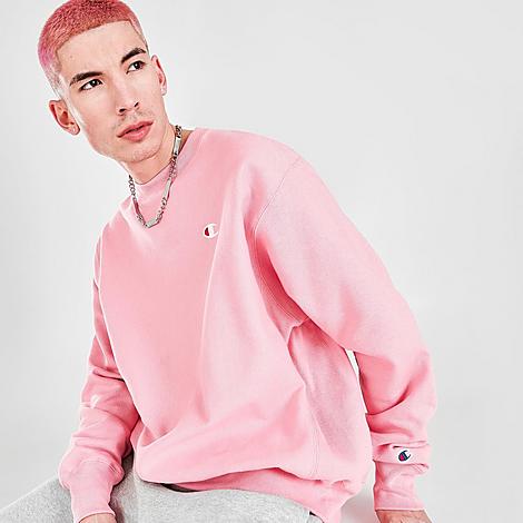 Champion Men's Reverse Weave Crewneck Sweatshirt In Guava Pink