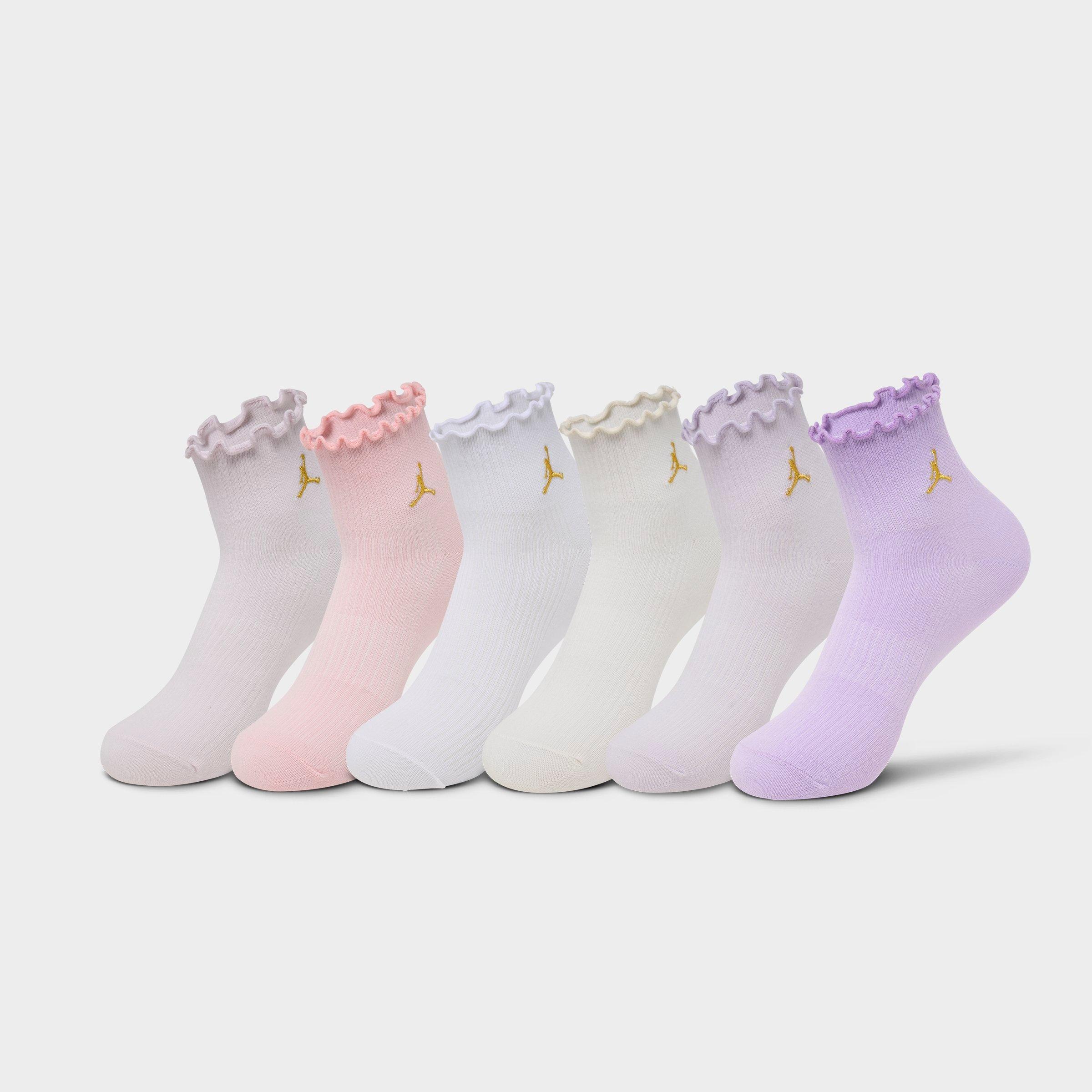 Jordan Girls' Big Kids Lettuce Edge Ankle Socks (6-Pack)