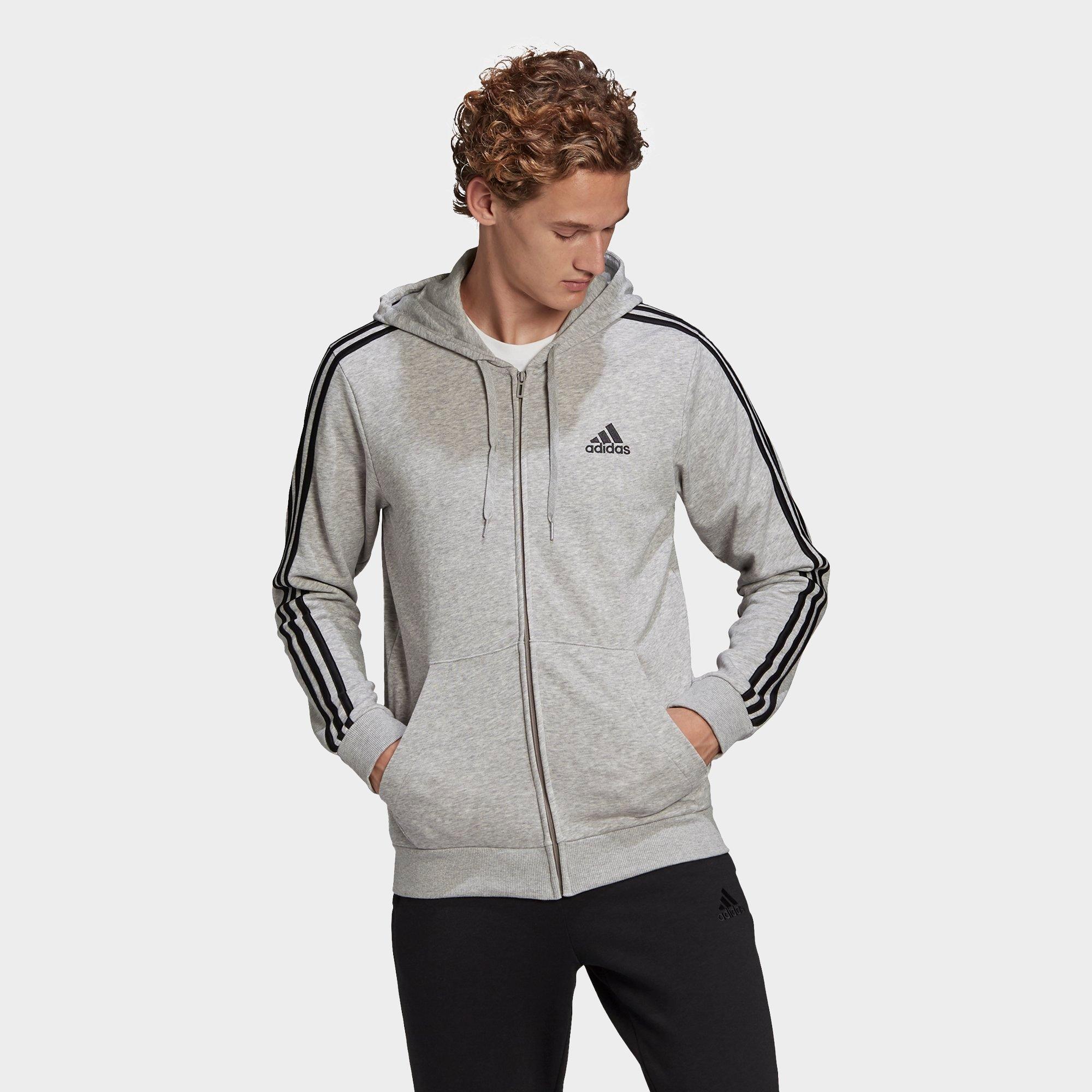 adidas 3 stripe full zip hoody mens