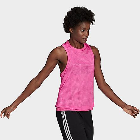 Adidas Originals Adidas Women's Sportswear Double-layer Mesh Tank Top In Screaming Pink