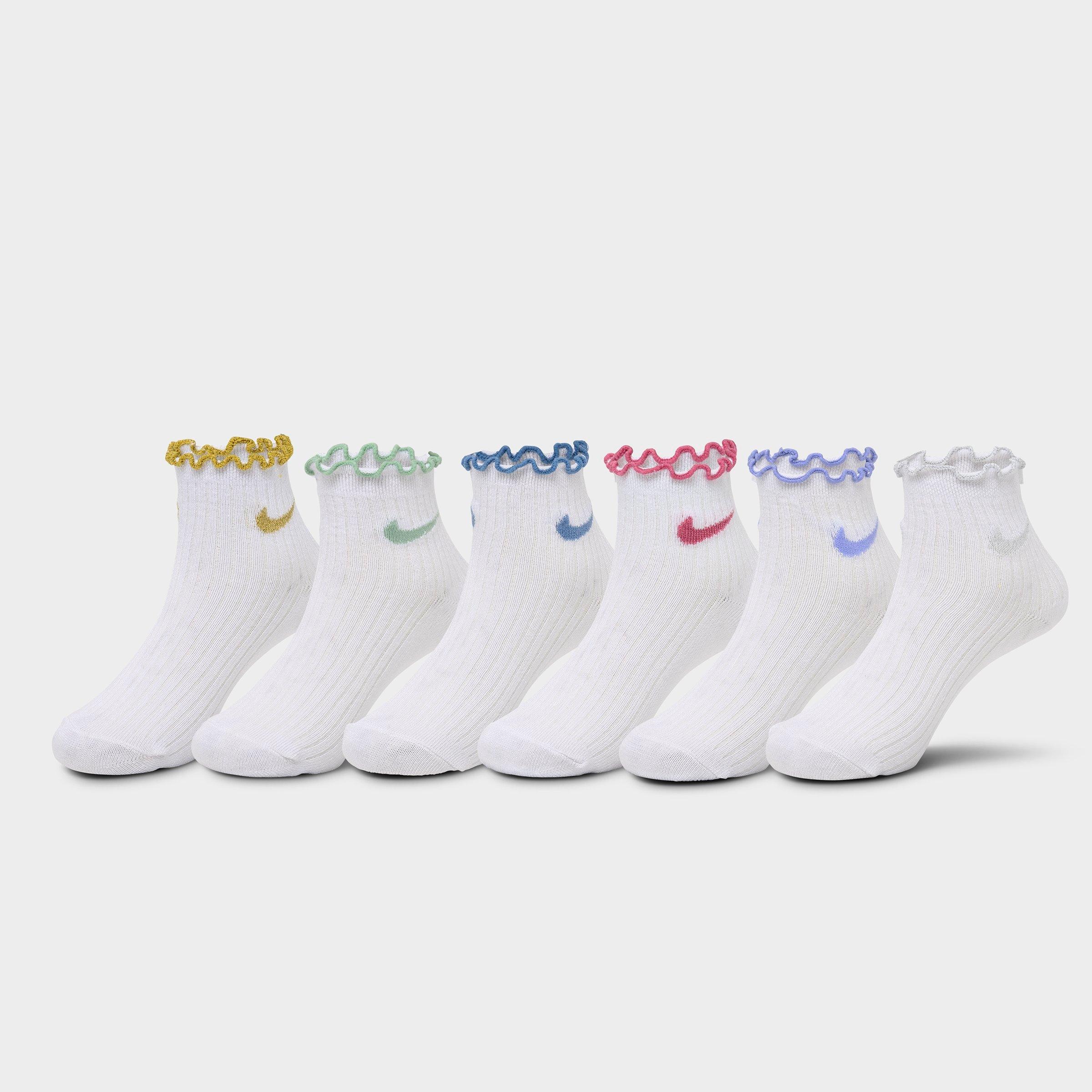 Nike Little Kids Preschool Lettuce Welt 6-Pack Quarter Socks in Metallic Gold Size: 5-7