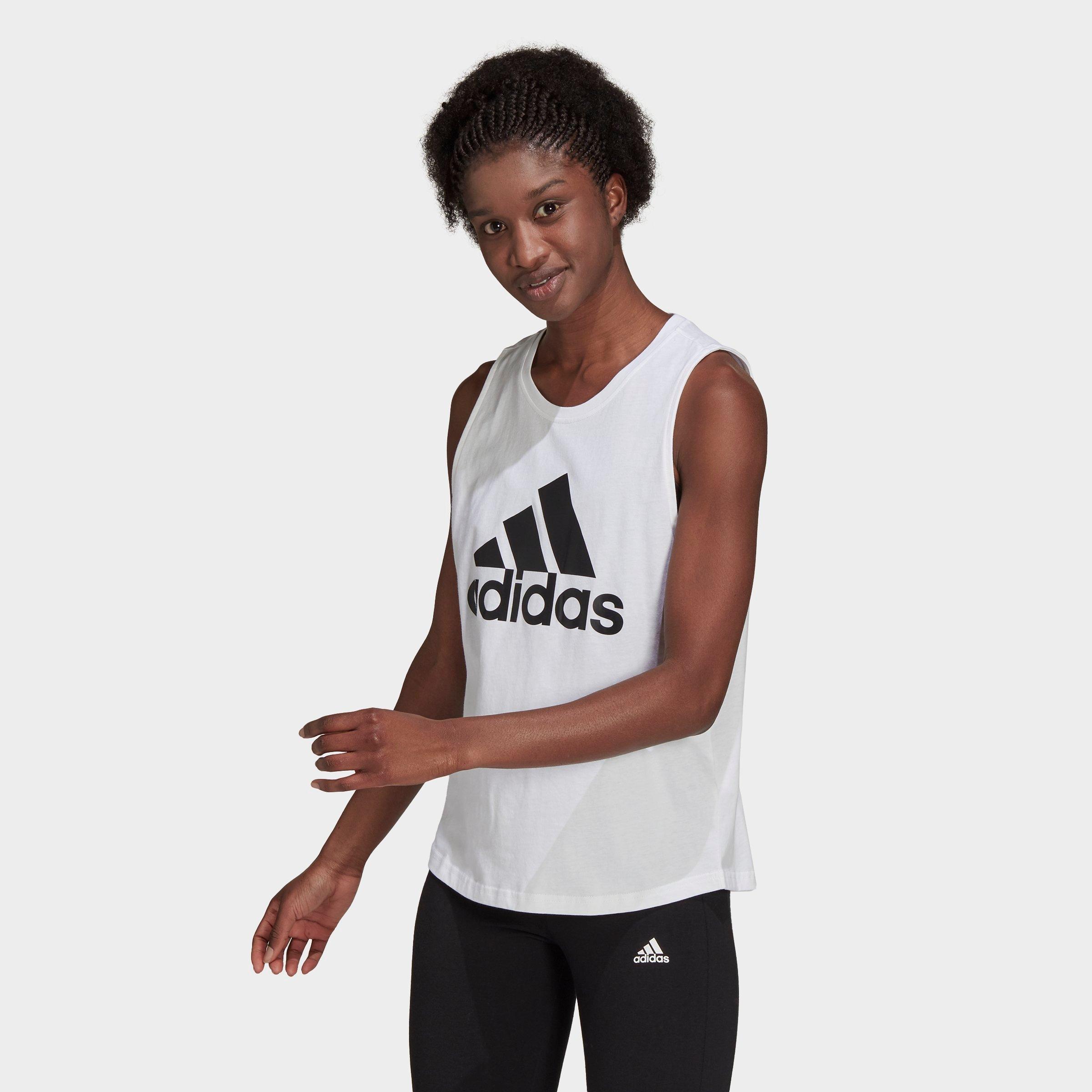 Shop Adidas Originals Adidas Women's Essentials Big Logo Crewneck Tank Top In White/black