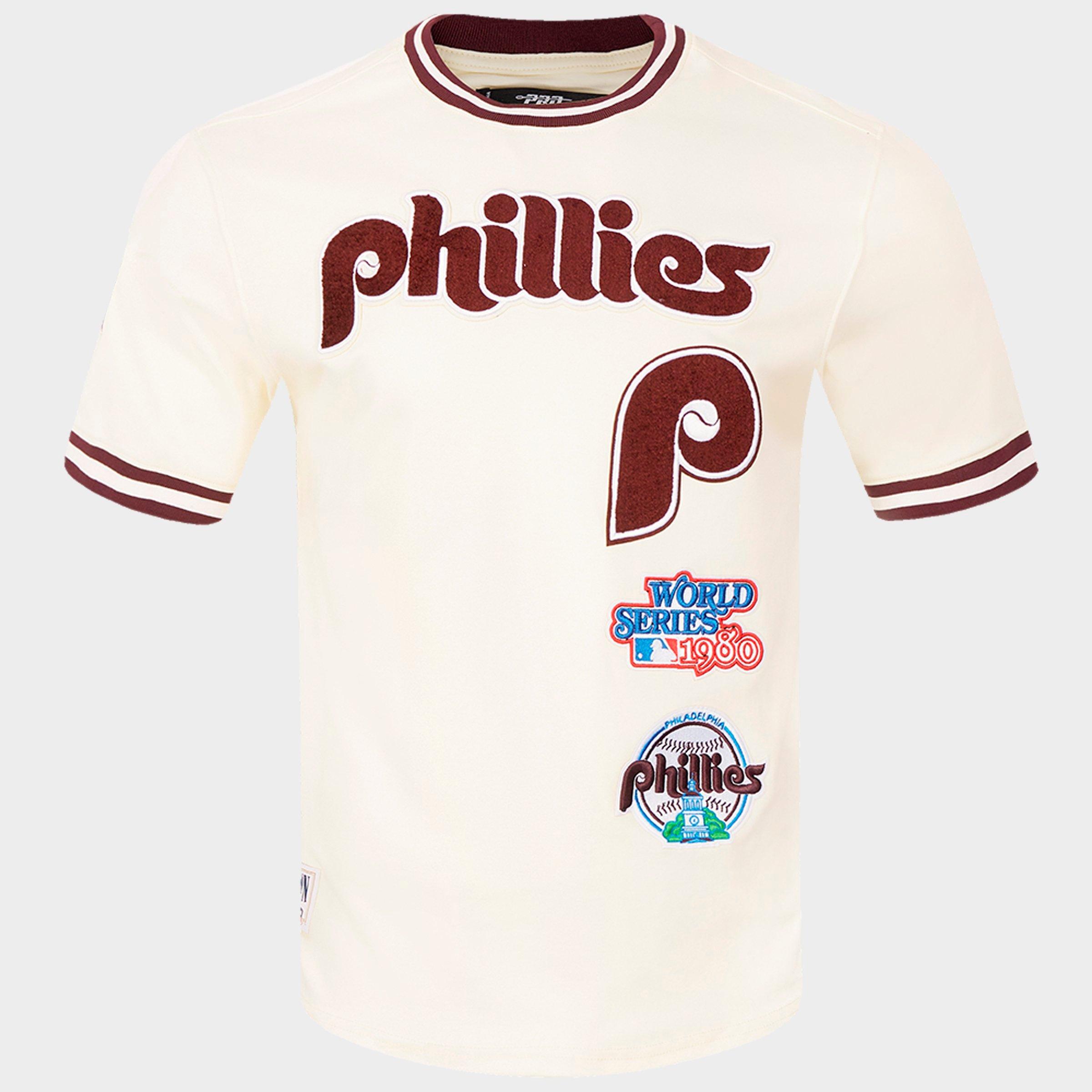 Pro Standard Men's Philadelphia Phillies MLB Retro Classics T-Shirt in Eggshell/Wine Size: Small