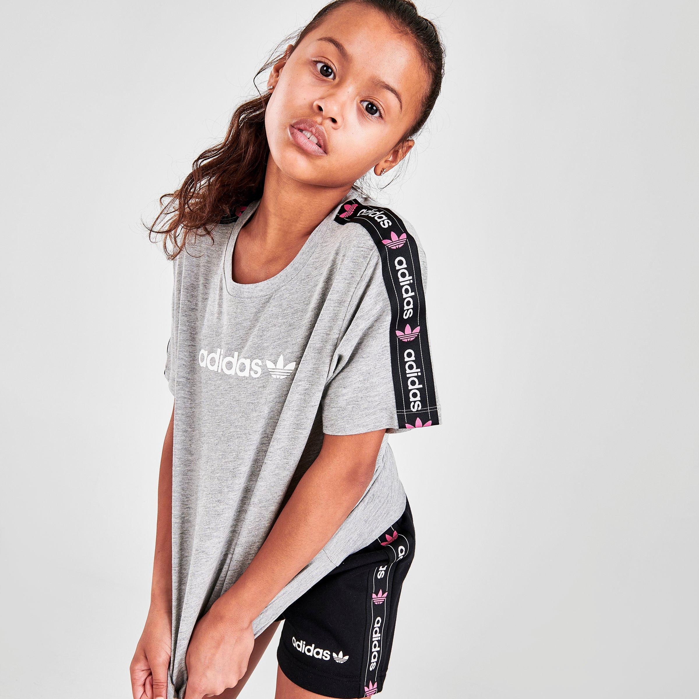 Adidas Originals Kids Adidas Girls Originals Liner Tape T shirt In Medium Grey Heather ModeSens