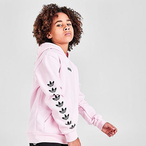 Adidas Originals Adidas Kids' Originals Repeat Trefoil Pullover Hoodie In Clear Pink