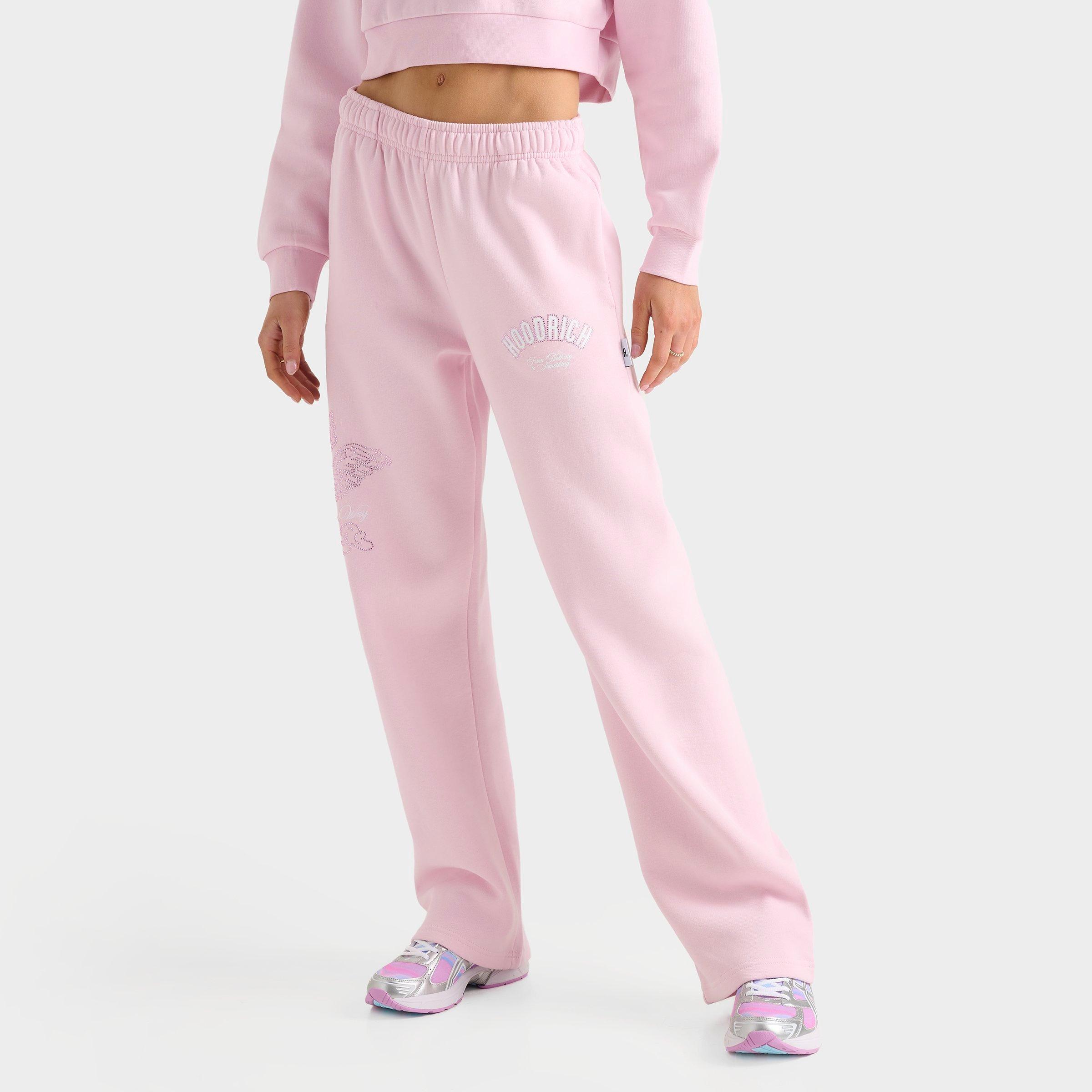 Hoodrich Women's Cherish Bling Wide Leg Jogger Pants In Light Pink