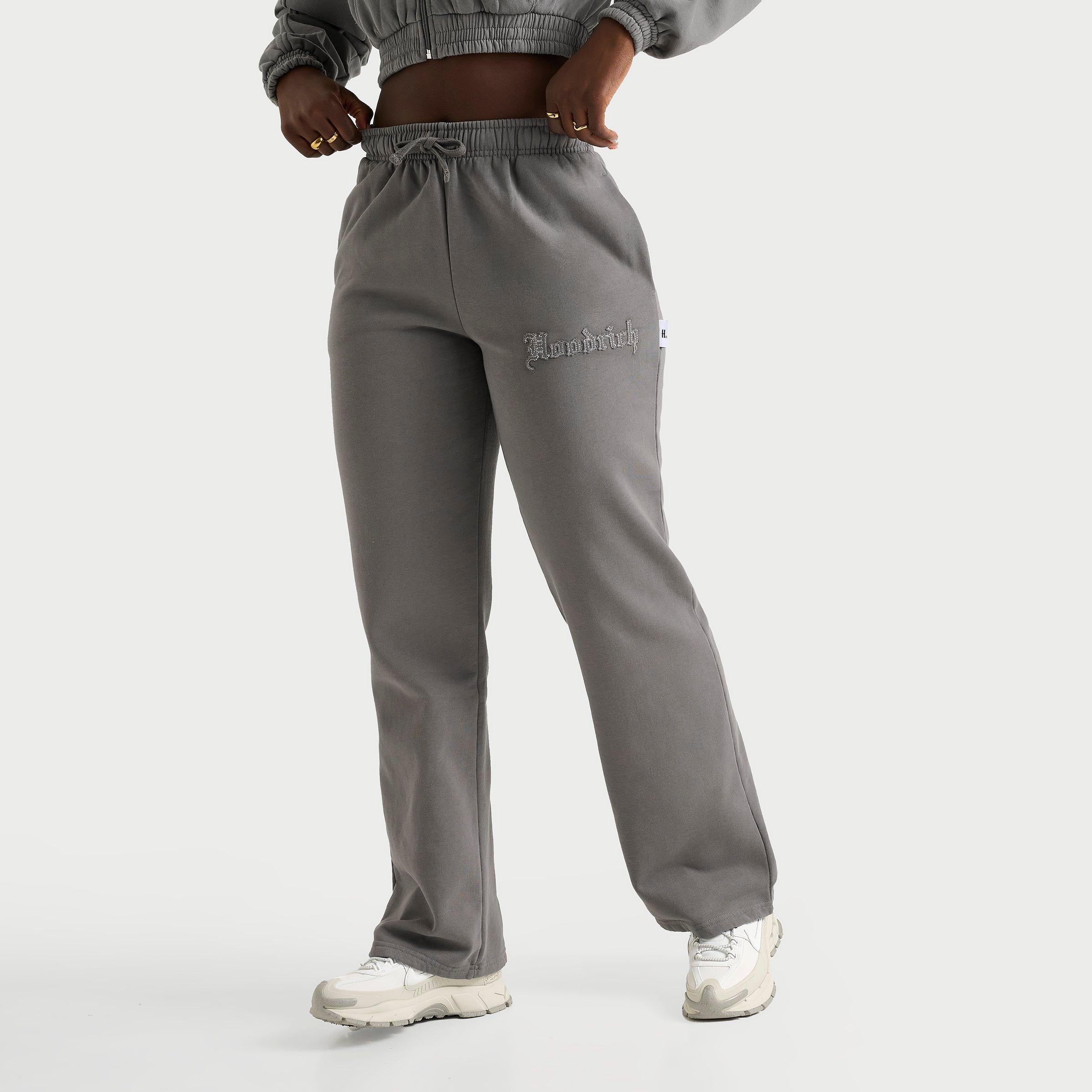 Hoodrich Women's Tagra Wide Leg Jogger Pants in Grey/Lava Smoke Size Medium Cotton/Polyester/Lace