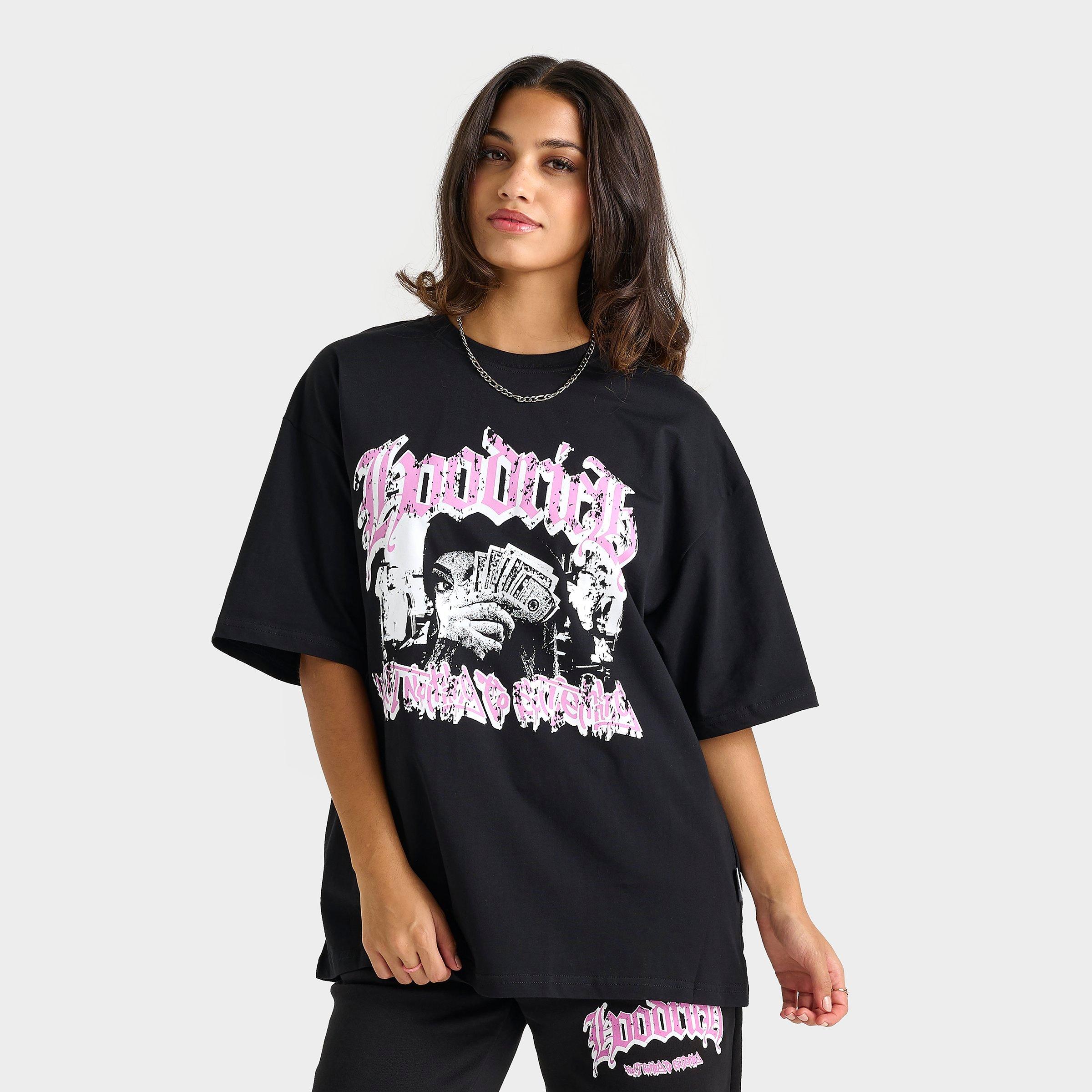 Hoodrich Women's Sketch Money Oversized T-Shirt in Black/Black Size XL