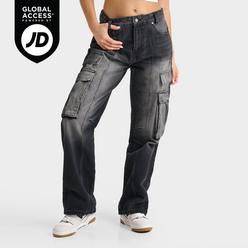 Women's Hoodrich Denim Cargo Relaxed Straight Leg Jeans