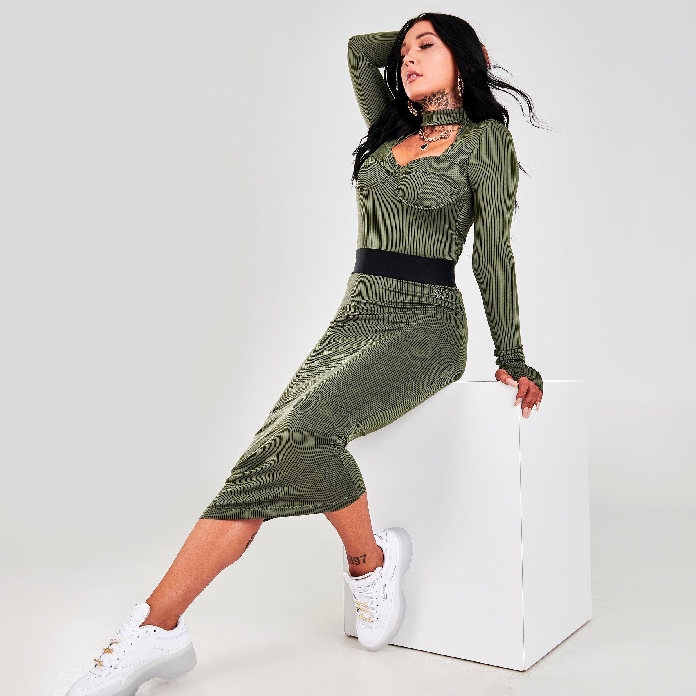 reebok cardi b olive green