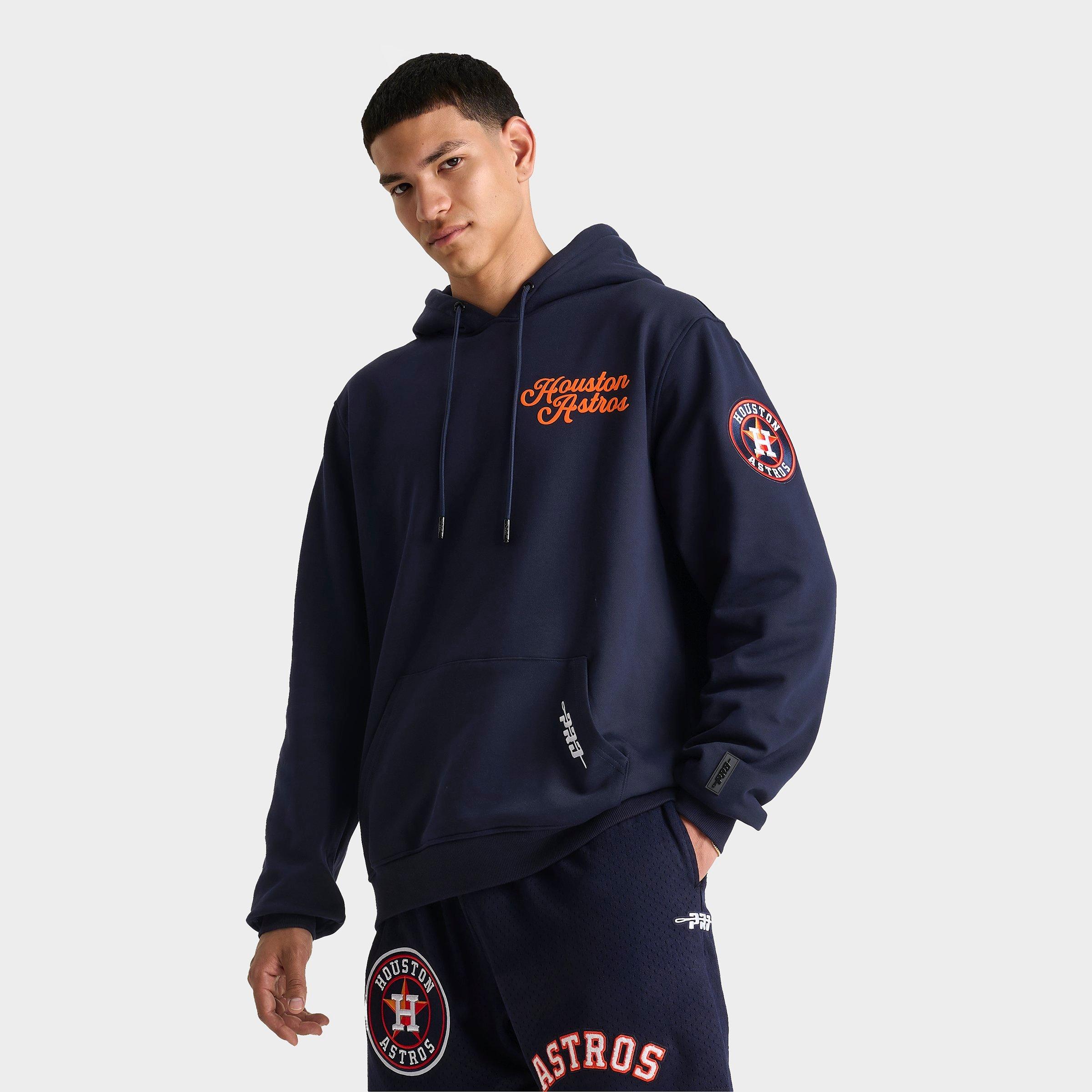 Pro Standard Men's Houston Astros MLB Souvenir Fleece Pullover Hoodie in Navy/Orange Size: Small