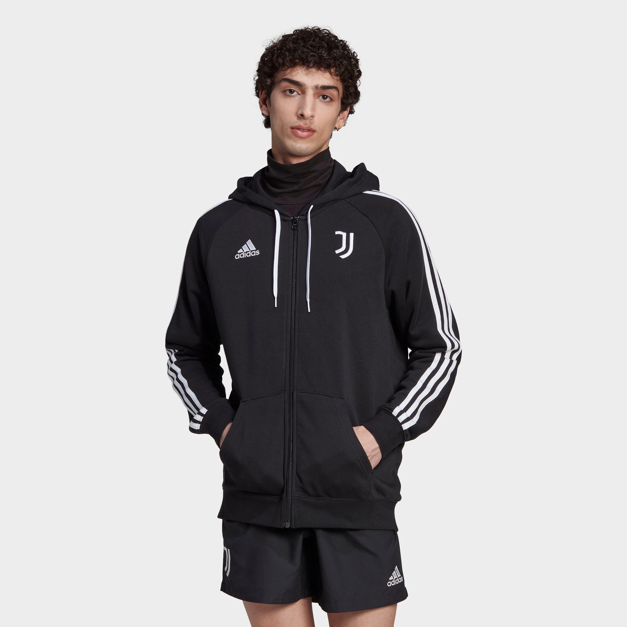 UPC 195738000221 product image for Adidas Men's Juventus DNA 3-Stripes Full-Zip Soccer Hoodie in Black/Black Size L | upcitemdb.com