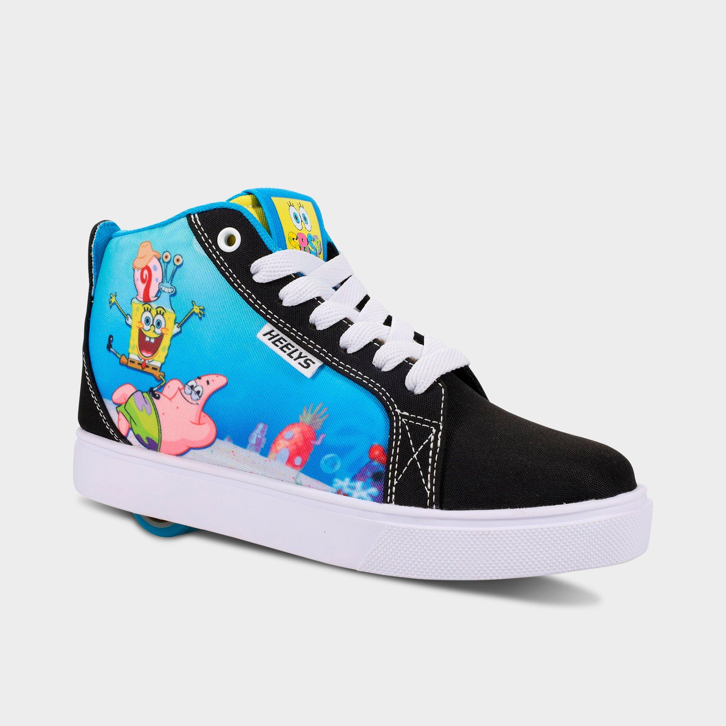Heelys Big Kids x SpongeBob Racer 20 Mid Casual Shoes in Black/Yellow/White Size: 4