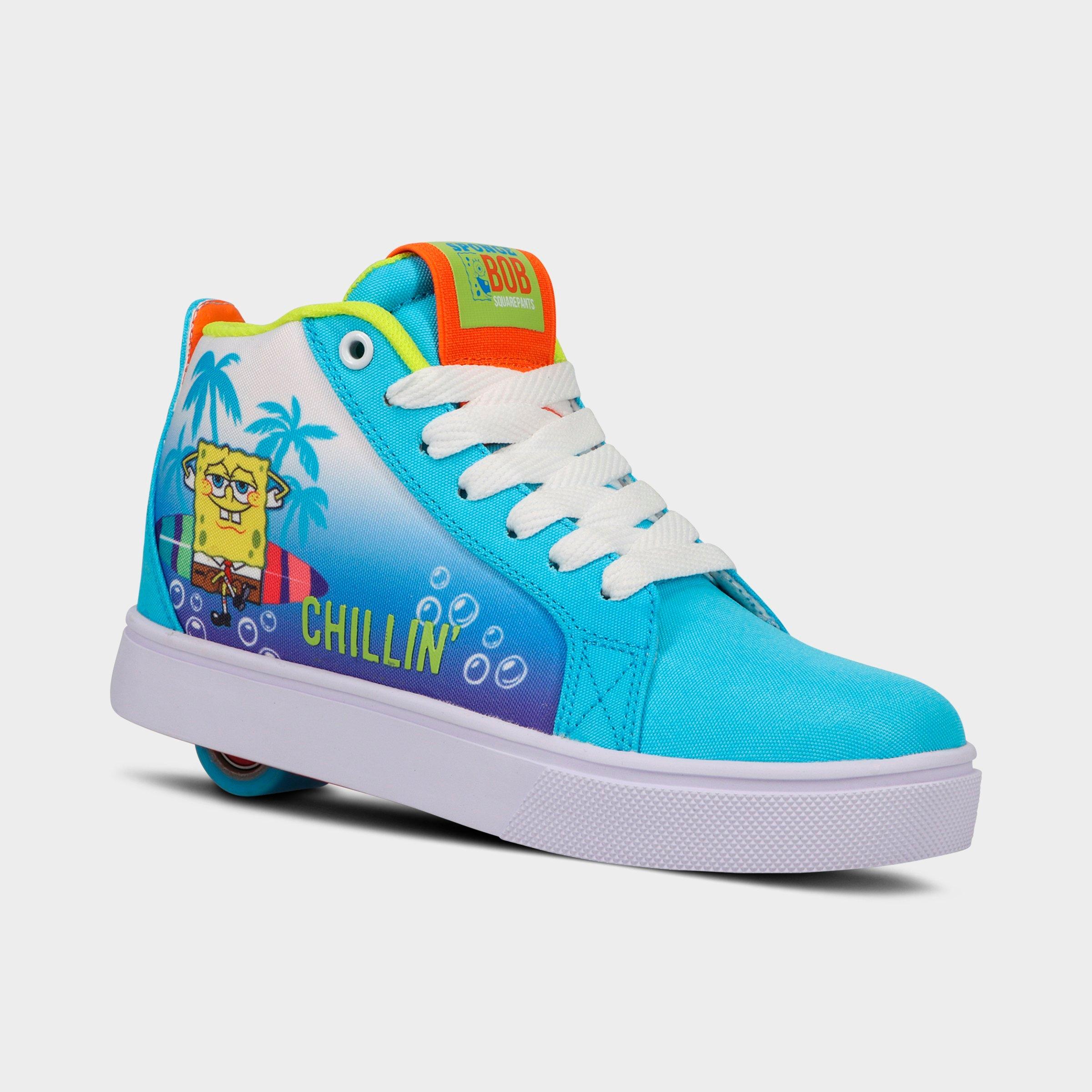 Heelys Big Kids x SpongeBob Squarepants Racer Casual Shoes in Cyan/Light Lime/Orange Size: 4.0