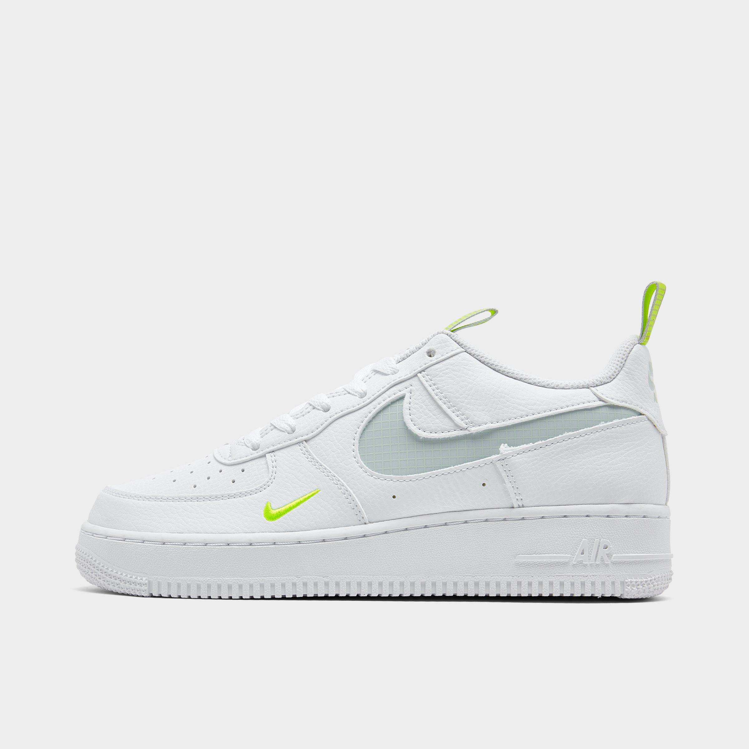 Nike Big Kids' Air Force 1 Lv8 Casual Shoes In White/light Silver/volt