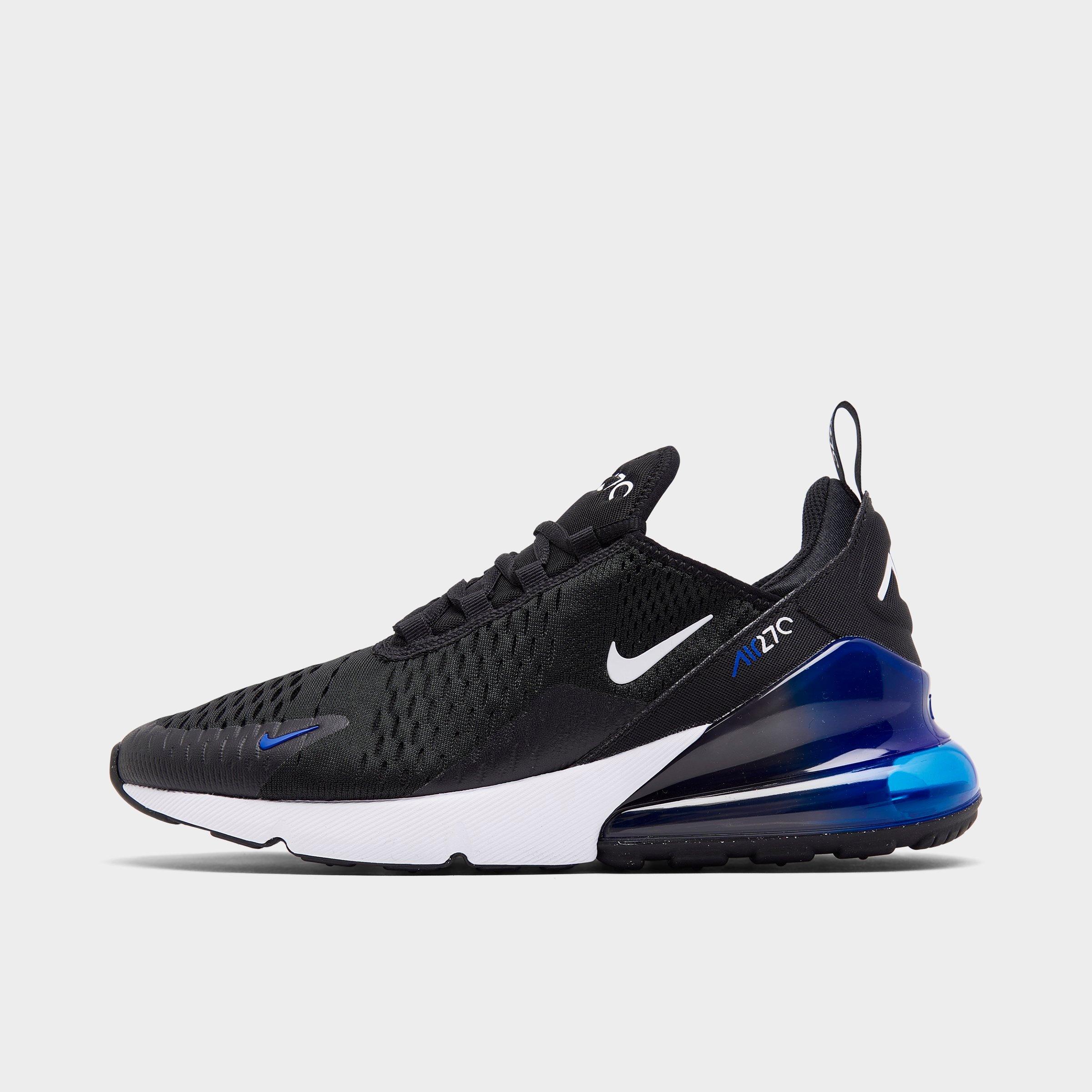 Nike Big Kids Air Max 270 Casual Shoes in Black/White/Racer Blue Size: 3.5