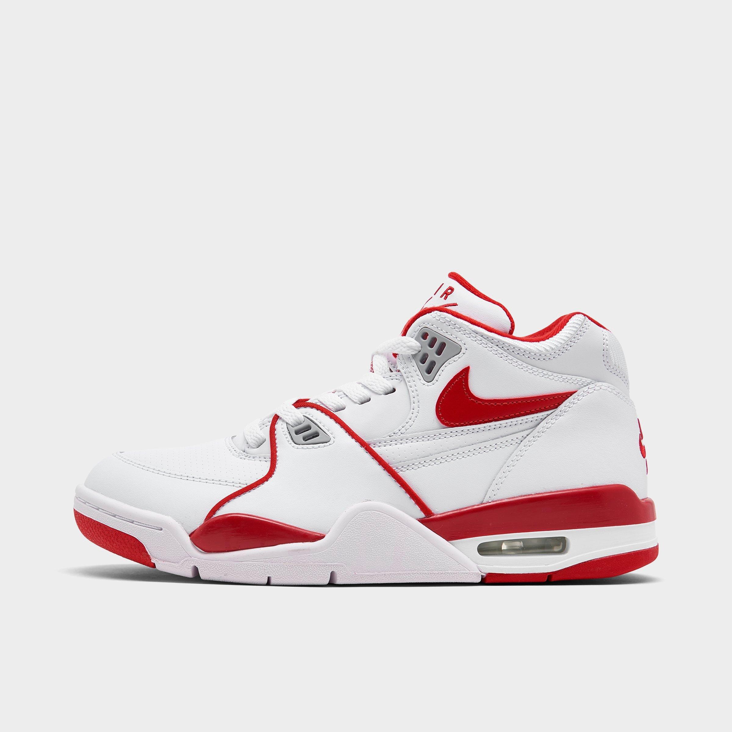 Shop Nike Big Kids' Air Flight 89 Basketball Shoes In White/varsity Red/wolf Grey