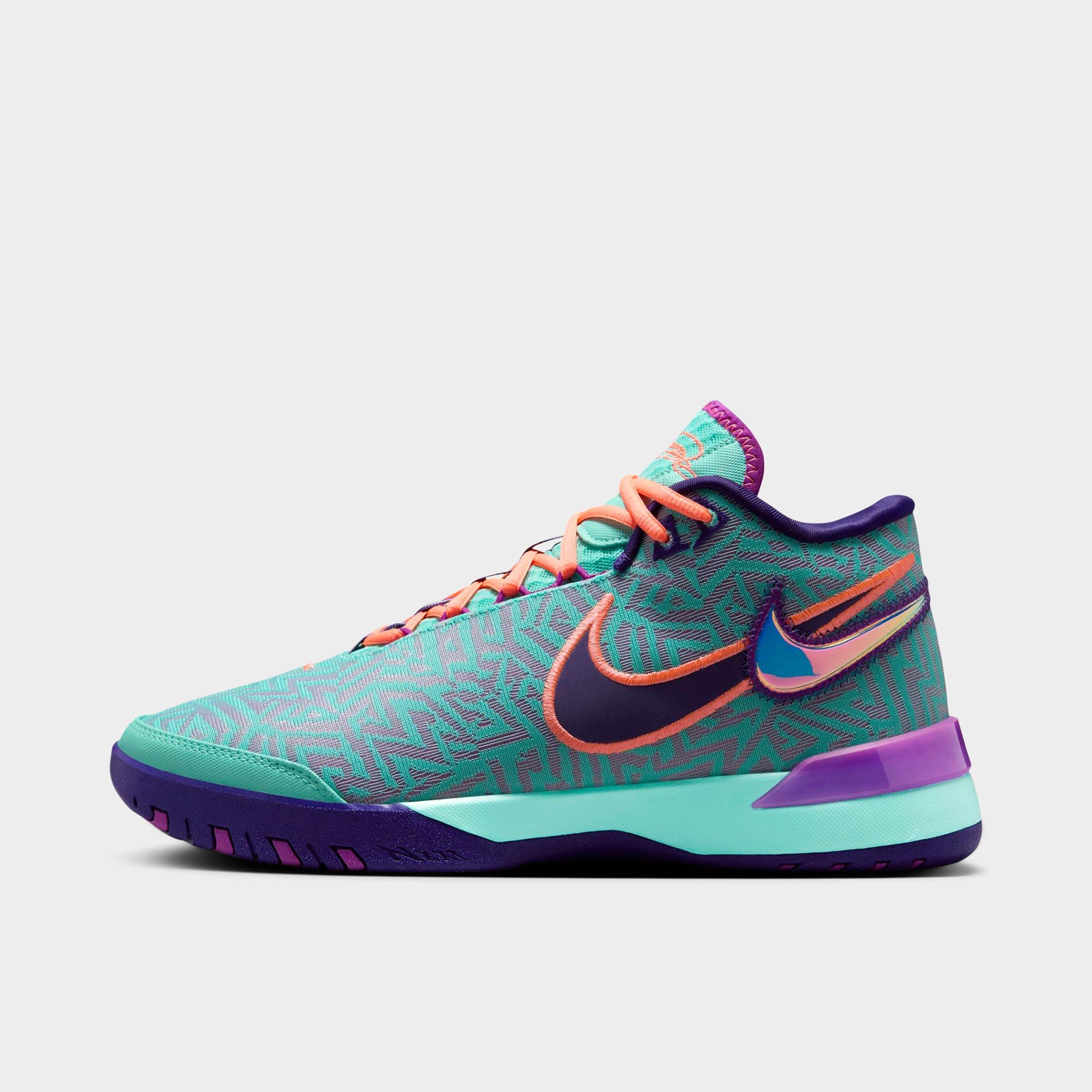 Nike Men's LeBron NXXT Genisus Basketball Shoes in Hyper Turquoise/Court Purple/Bright Mango Size: 3.5