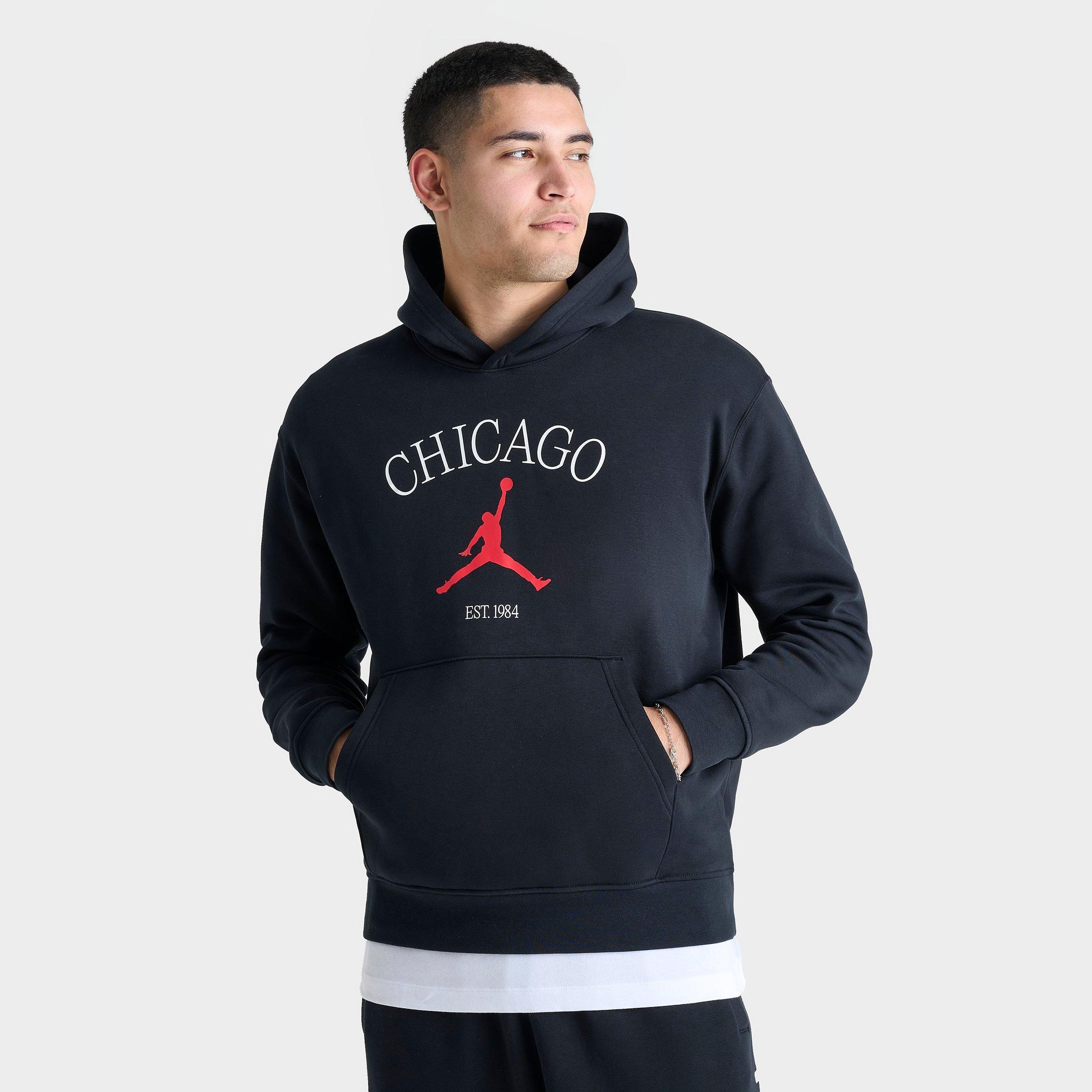 Jordan Men's Chicago Pullover Hoodie in Black/Black Size Medium Cotton/Polyester