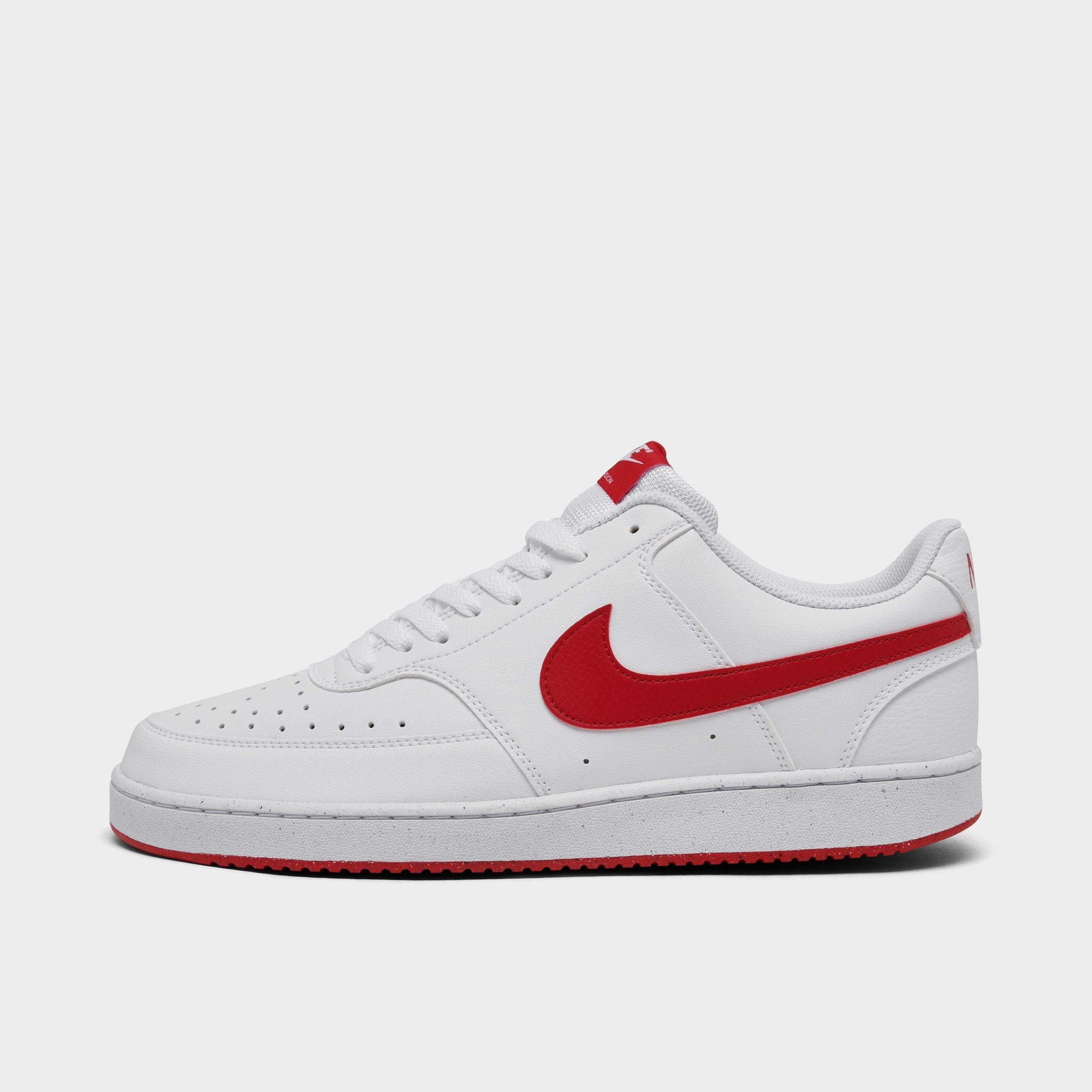 Shop Nike Men's Court Vision Low Next Nature Casual Shoes In White/university Red