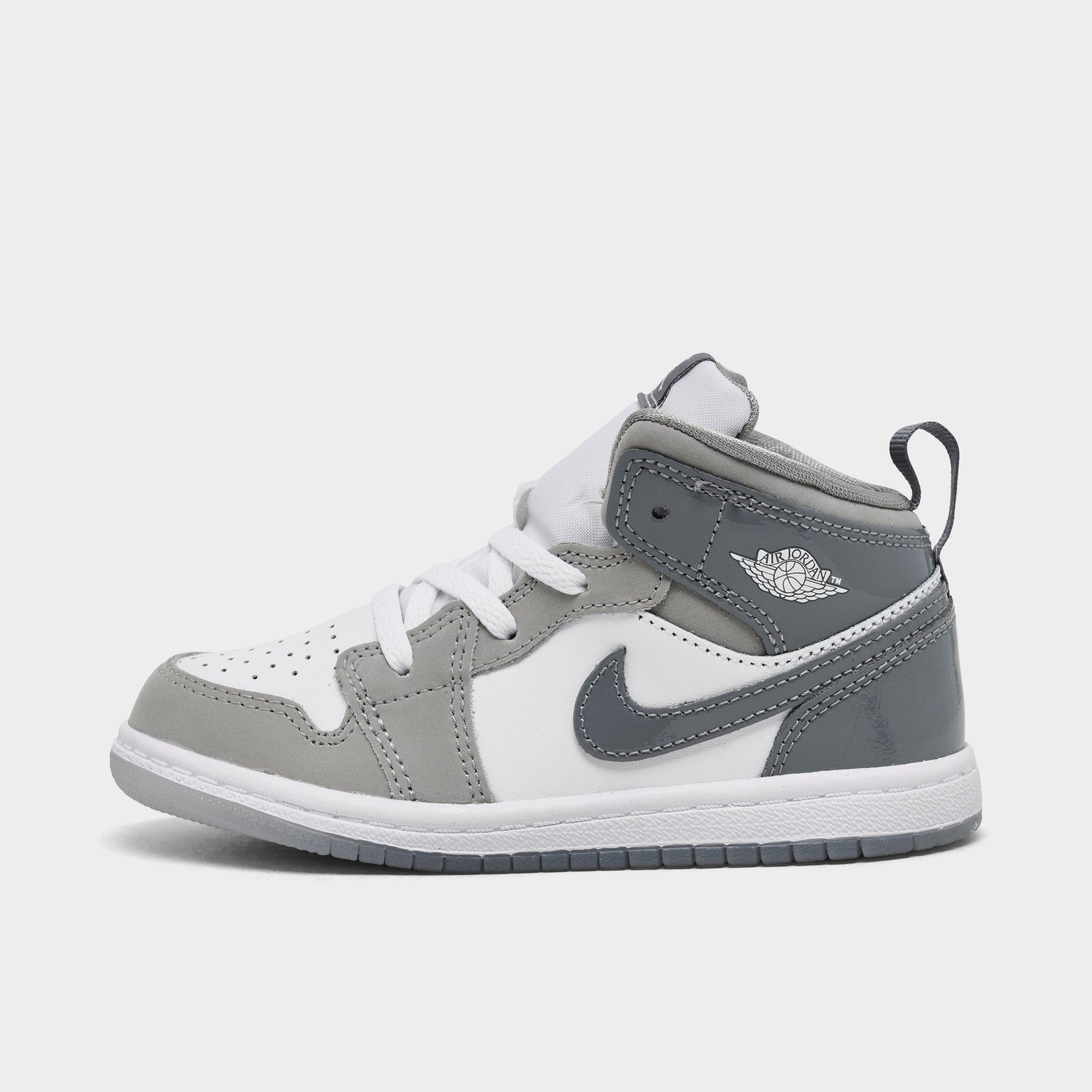 Nike Jordan Kids' Toddler Air Retro 1 Mid Se Casual Shoes In White/medium Grey/cool Grey