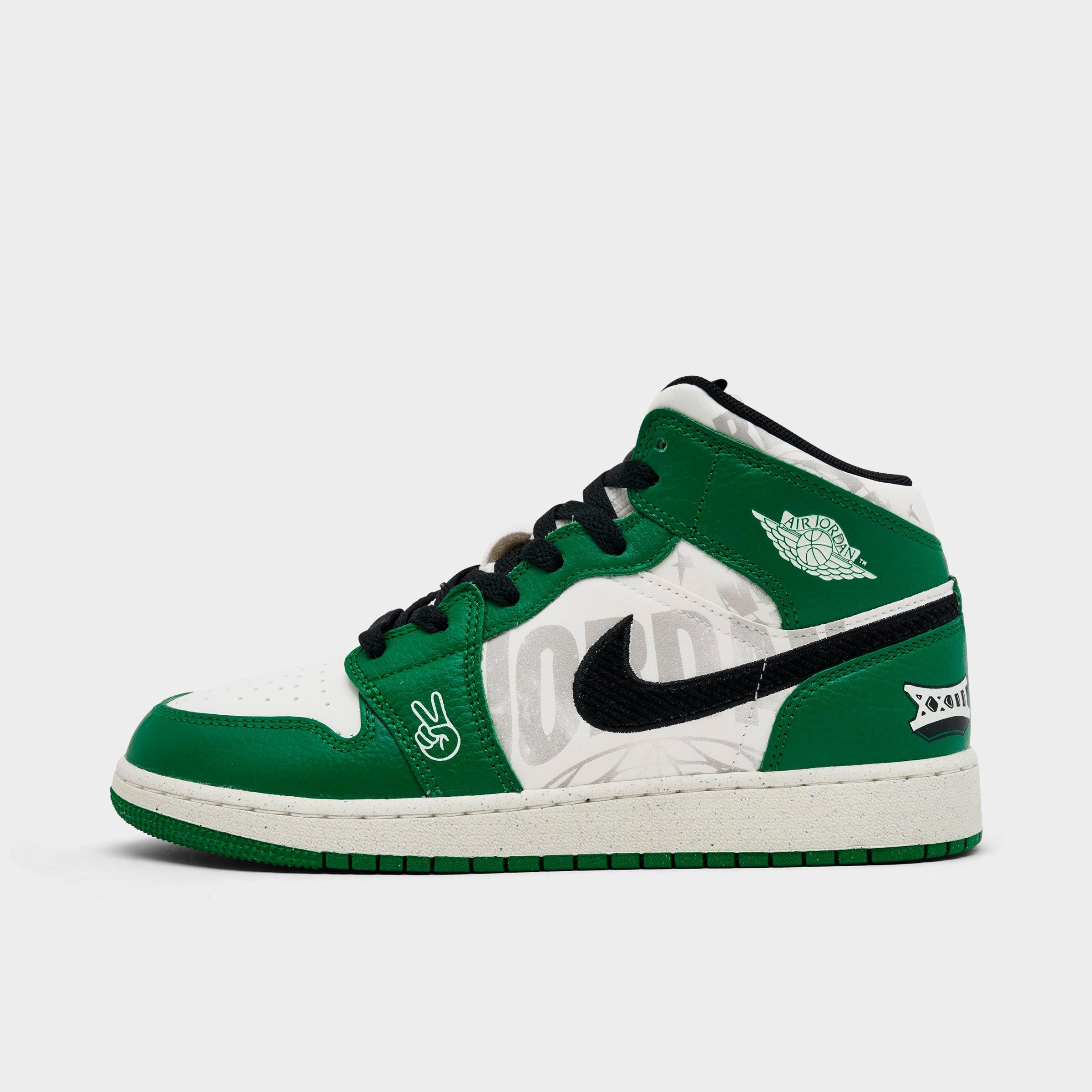 Jordan Kids AJ 1 MID SE in Pine Green/Black/Team Orange Size: 3.5