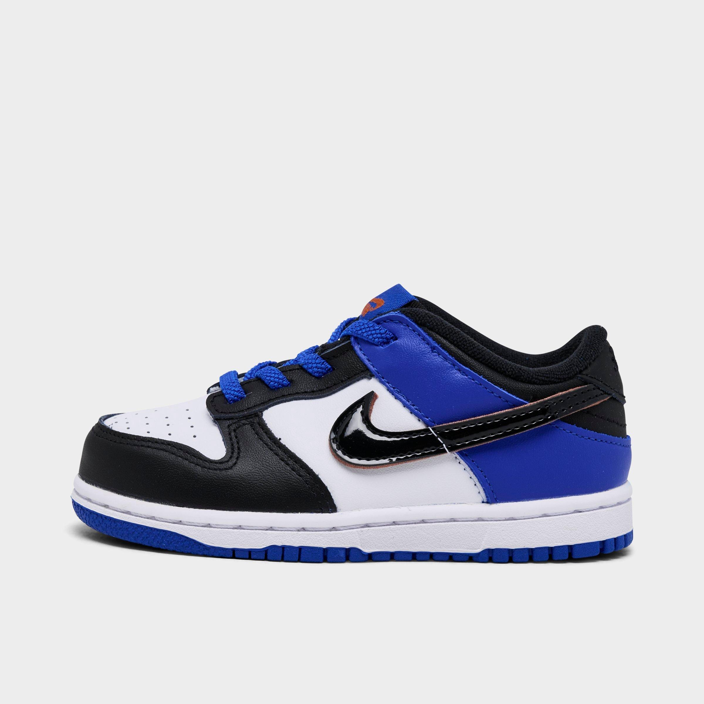 Nike Kids' Toddler Dunk Low Se Stretch Lace Casual Shoes In White/black/racer Blue/terra Blush