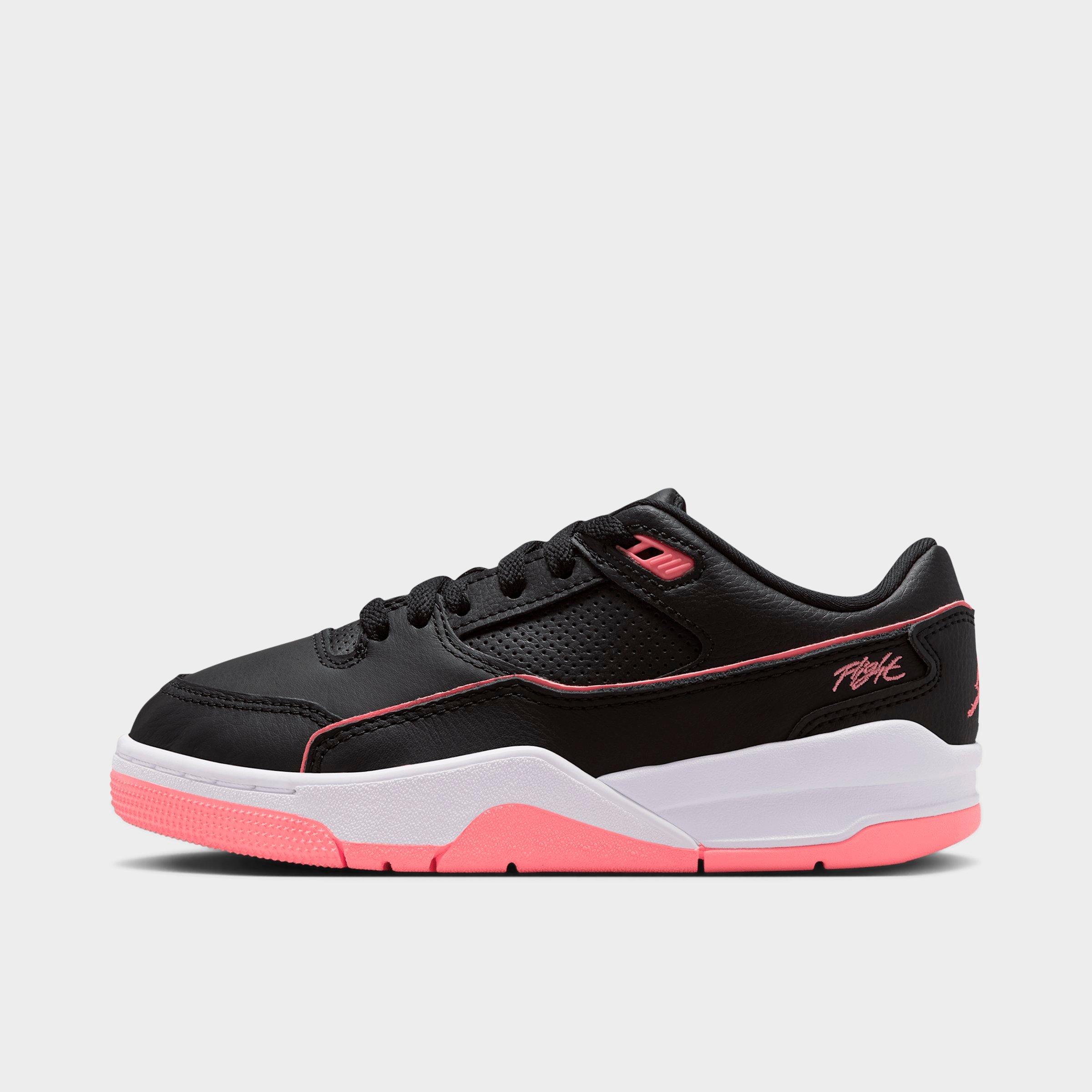 Jordan Big Kids Flight Court Casual Shoes in Black/White/Pink Gaze Size: 3.5