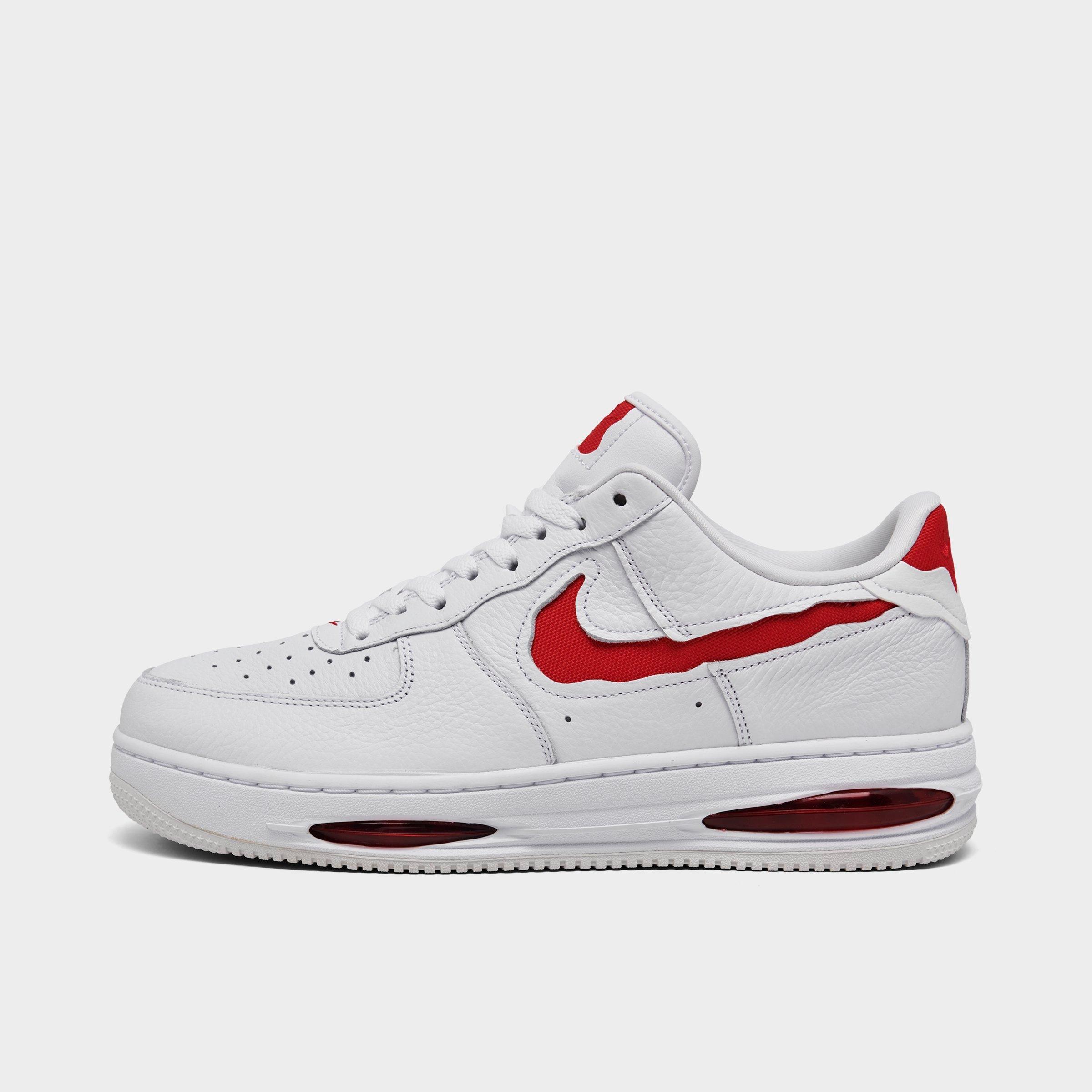 Shop Nike Men's Air Force 1 Low Evo Casual Shoes In White/university Red/summit White