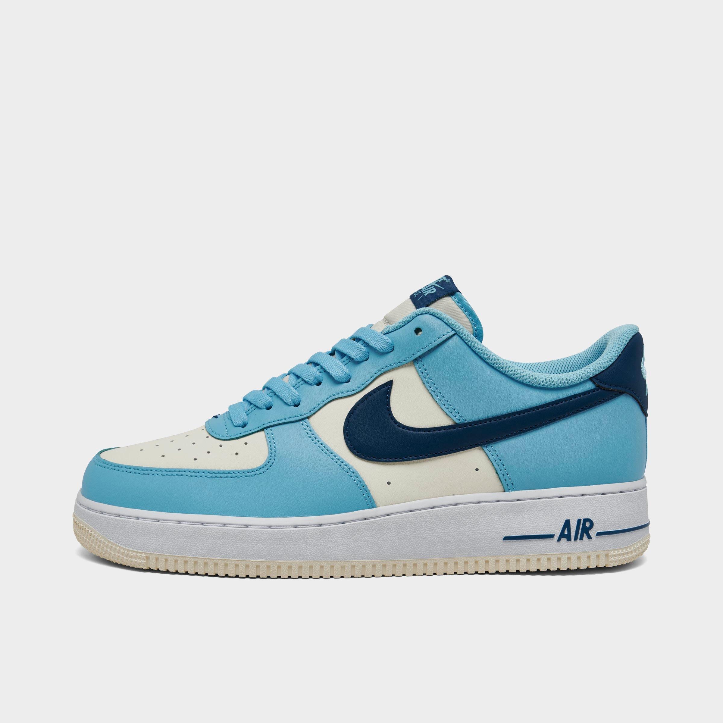 Nike Men's Air Force 1 Low Casual Shoes in Aquarius Blue/Coconut Milk/White Size: 7.5