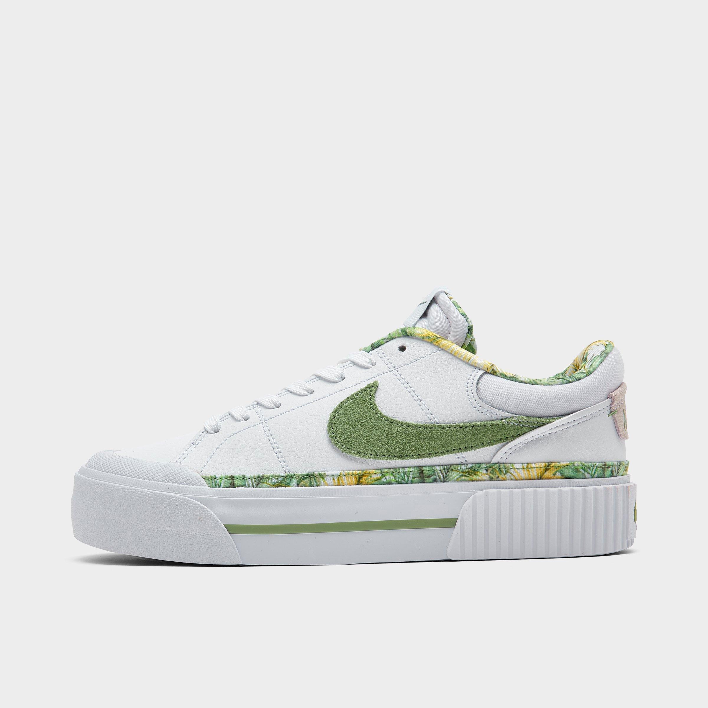 Shop Nike Women's Court Legacy Lift Casual Shoes In White/multi-color/gum Medium Brown/oil Green