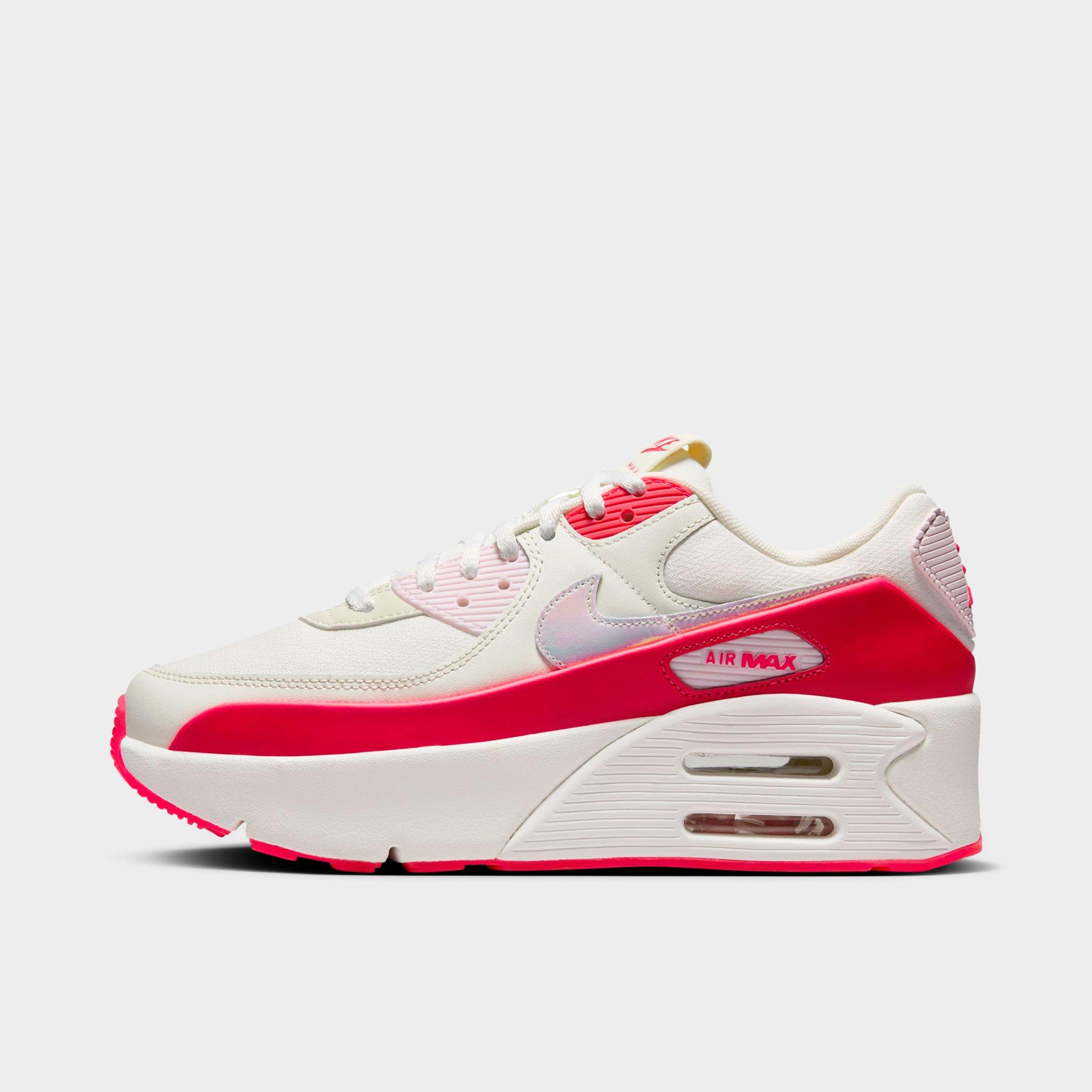 Shop Nike Women's Air Max 90 Lv8 Casual Shoes In Sail/multi-color/siren Red/pearl Pink/
