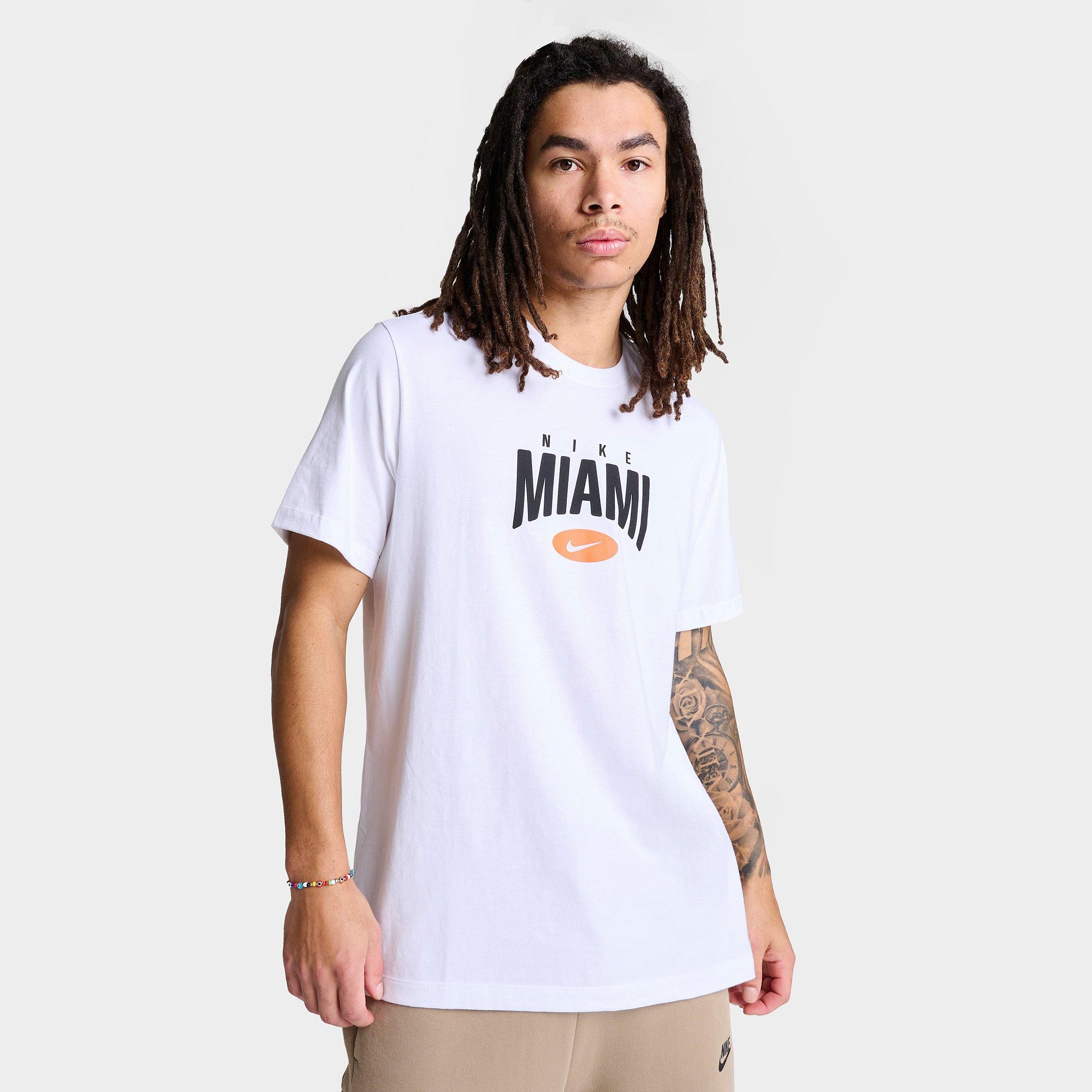 Nike Sportswear Miami Short-Sleeve T-Shirt in White/White Size Medium 100% Cotton