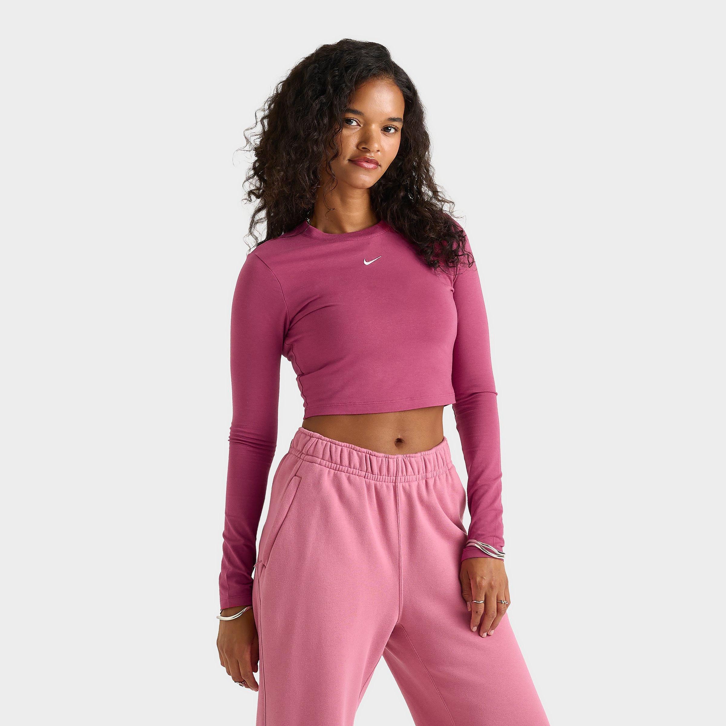 Nike Women's Sportswear Chill Knit Long-sleeve Slim Crop Top In Pink