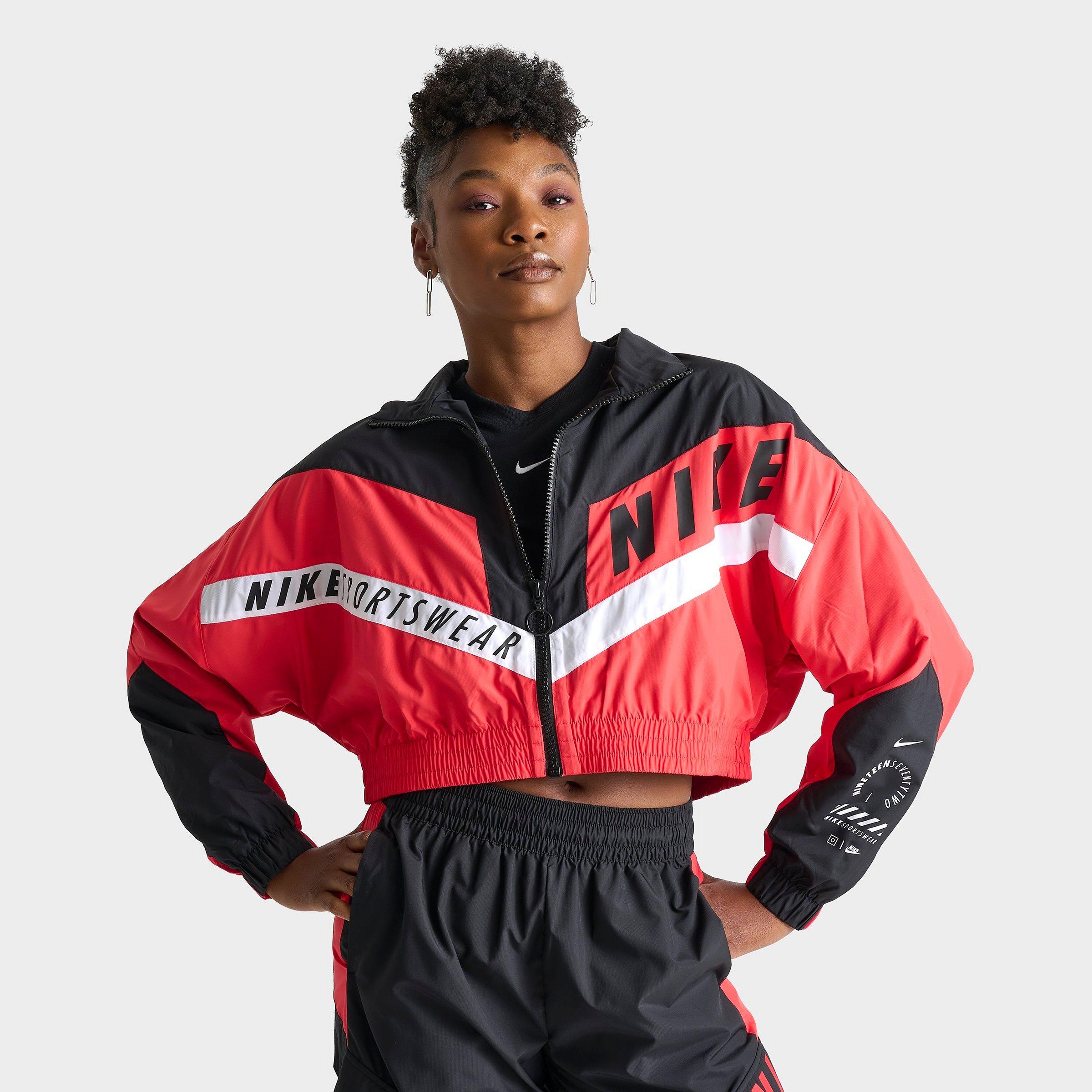 Shop Nike Women's Street Woven Jacket In Light Crimson/black/black
