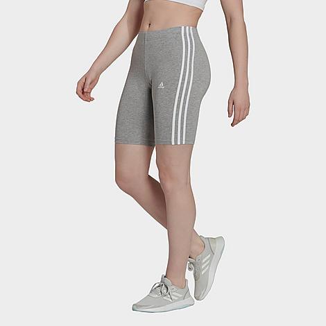 Shop Adidas Originals Adidas Women's Essentials 3-stripes Bike Shorts In Medium Grey Heather/white