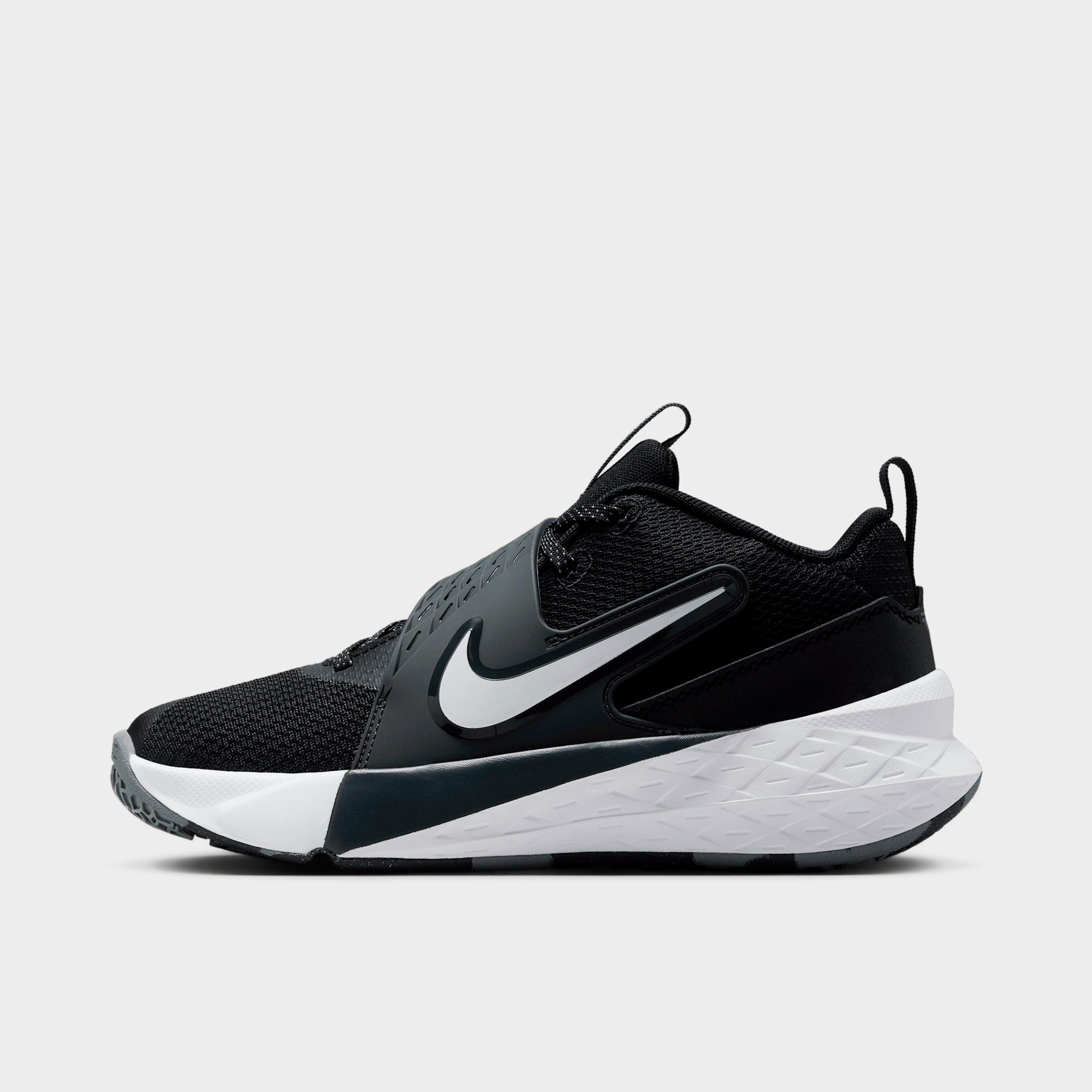 Nike Big Kids Team Hustle D 12 Basketball Shoes in Black/Anthracite/White Size: 3.5