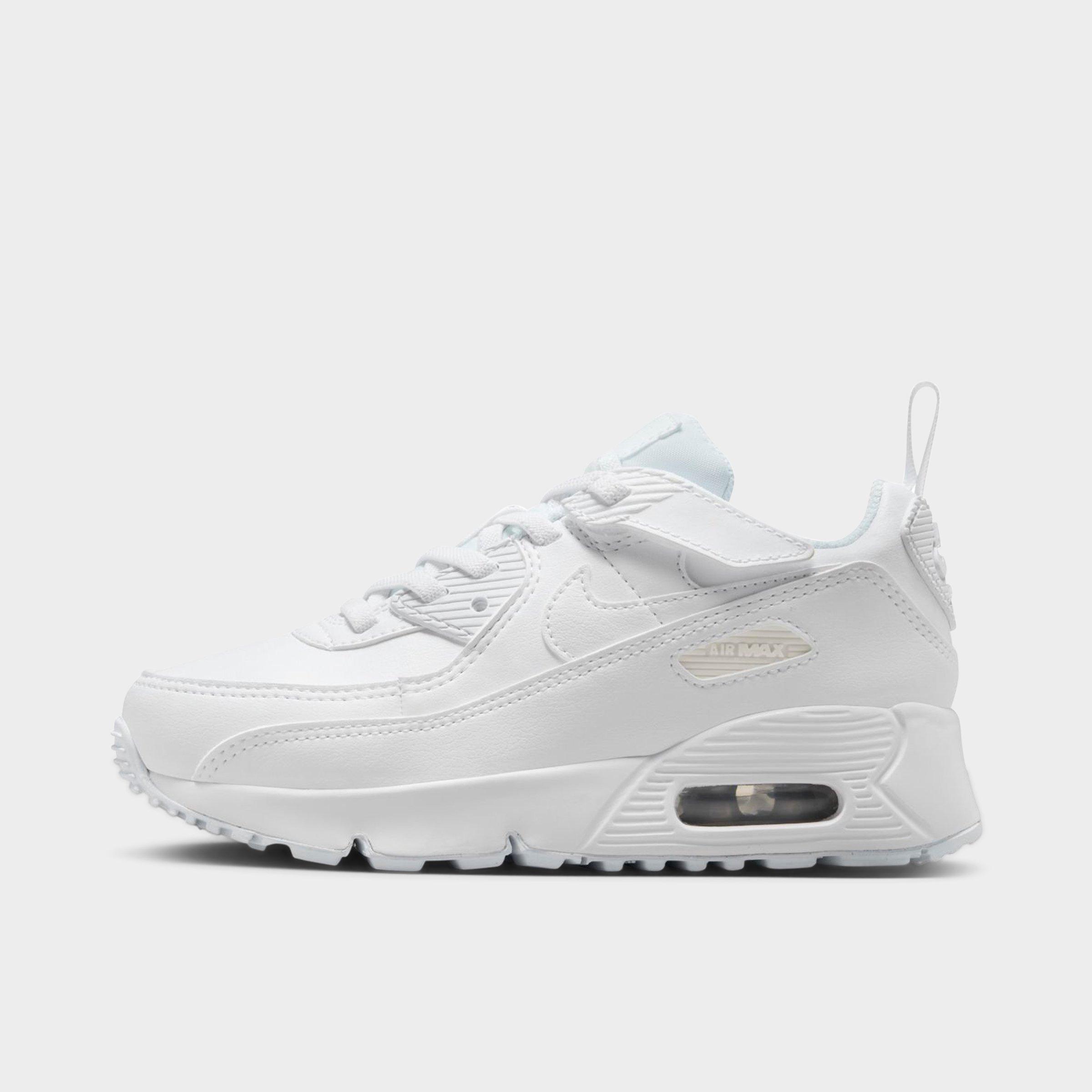 Nike Little Kids' Air Max 90 Easyon Casual Shoes (8c-3y) In White/metallic Silver/white/white