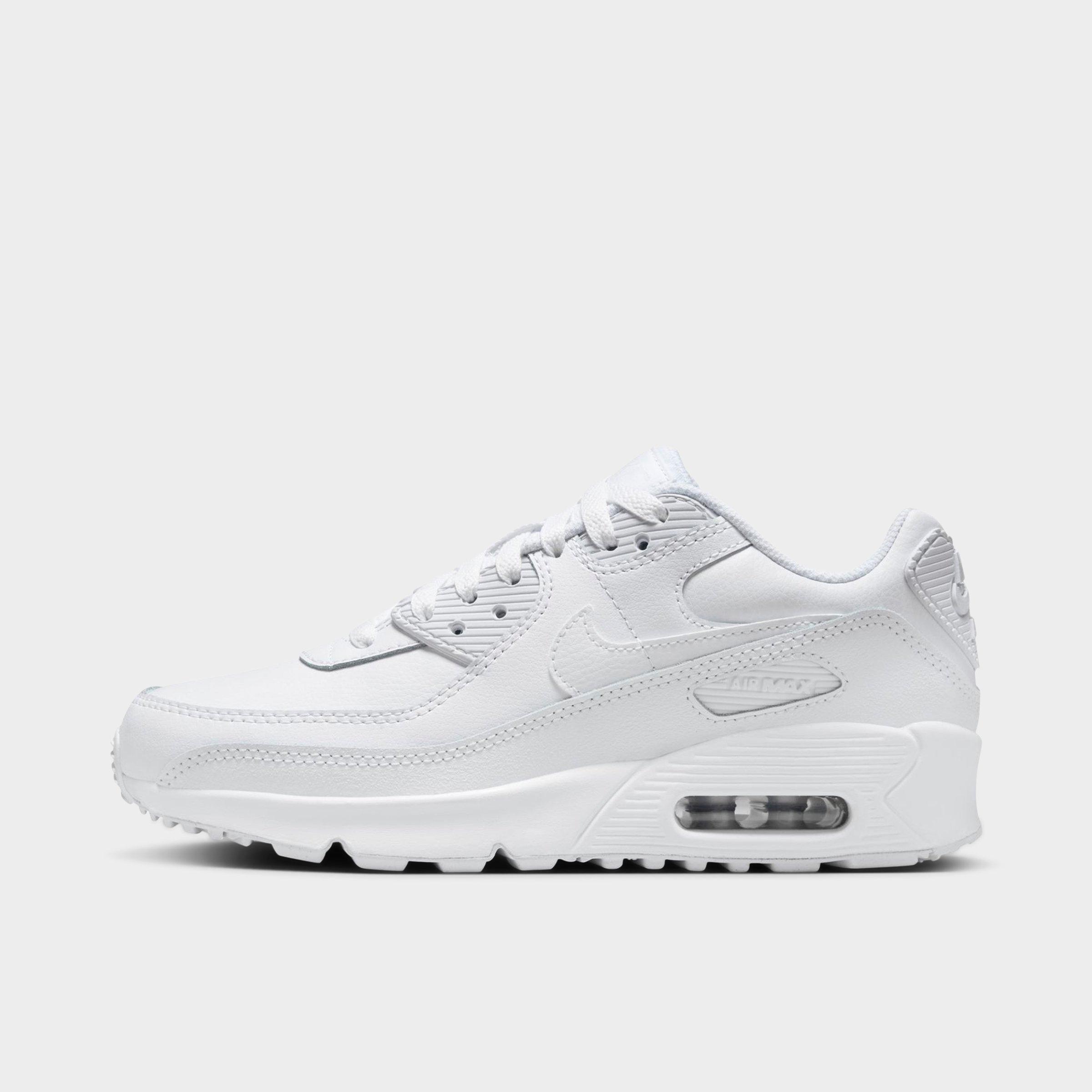 Nike Big Kids' Air Max 90 Casual Shoes In White/metallic Silver/white/white