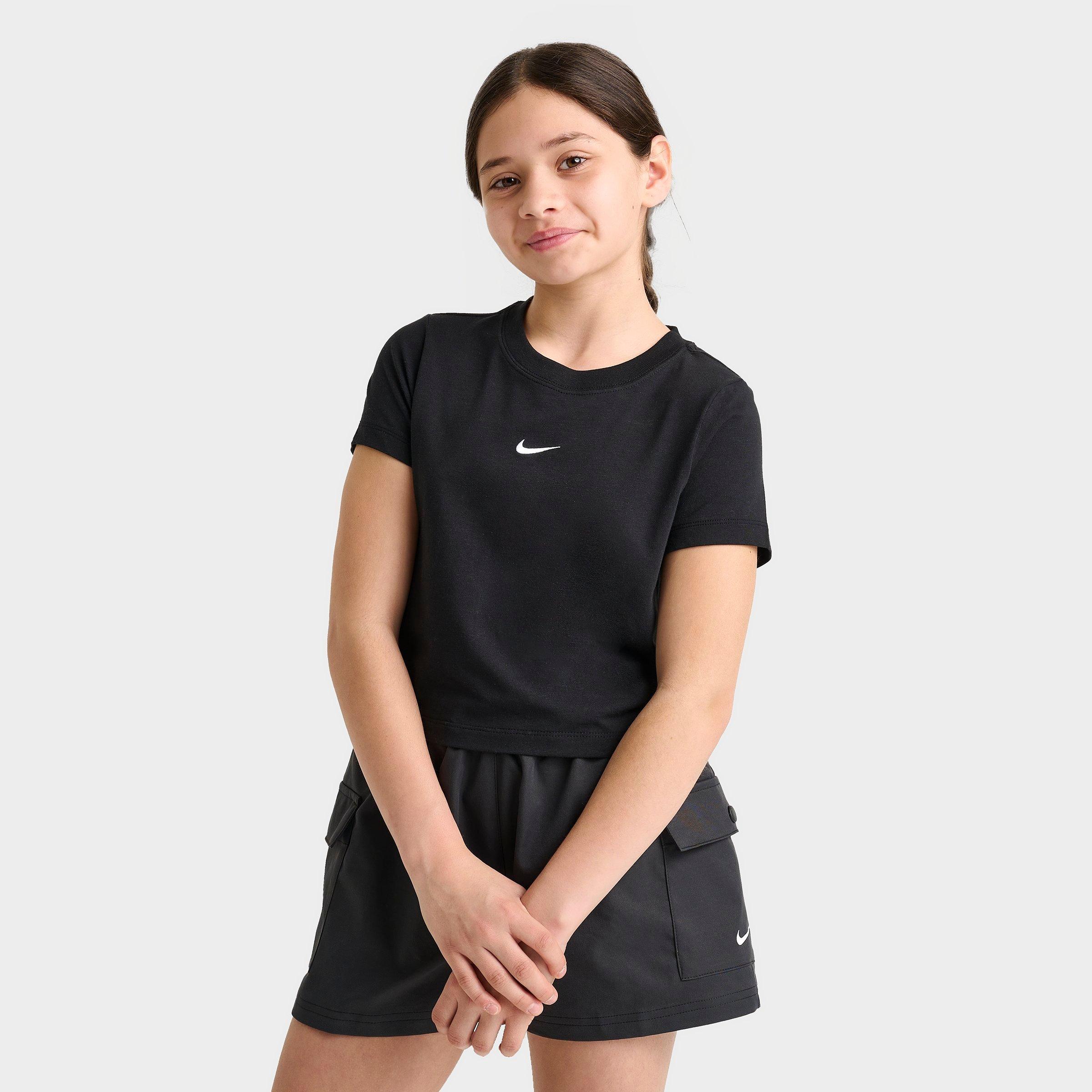 Nike Girls' Big Kids Sportswear Cropped T-Shirt in Black Size: Small