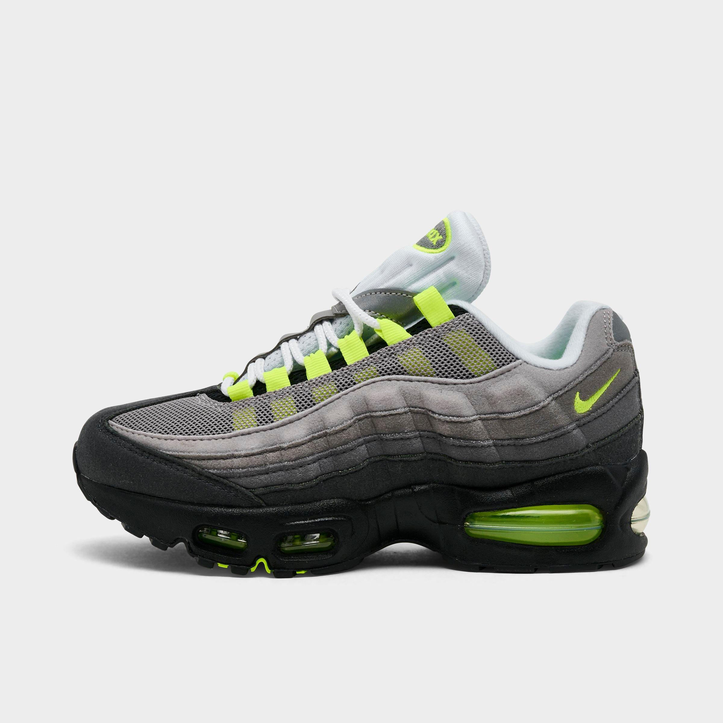 Nike Big Kids Air Max 95 Big Bubble Casual Shoes in Black/Neon Yellow/Anthracite Size: 3.5
