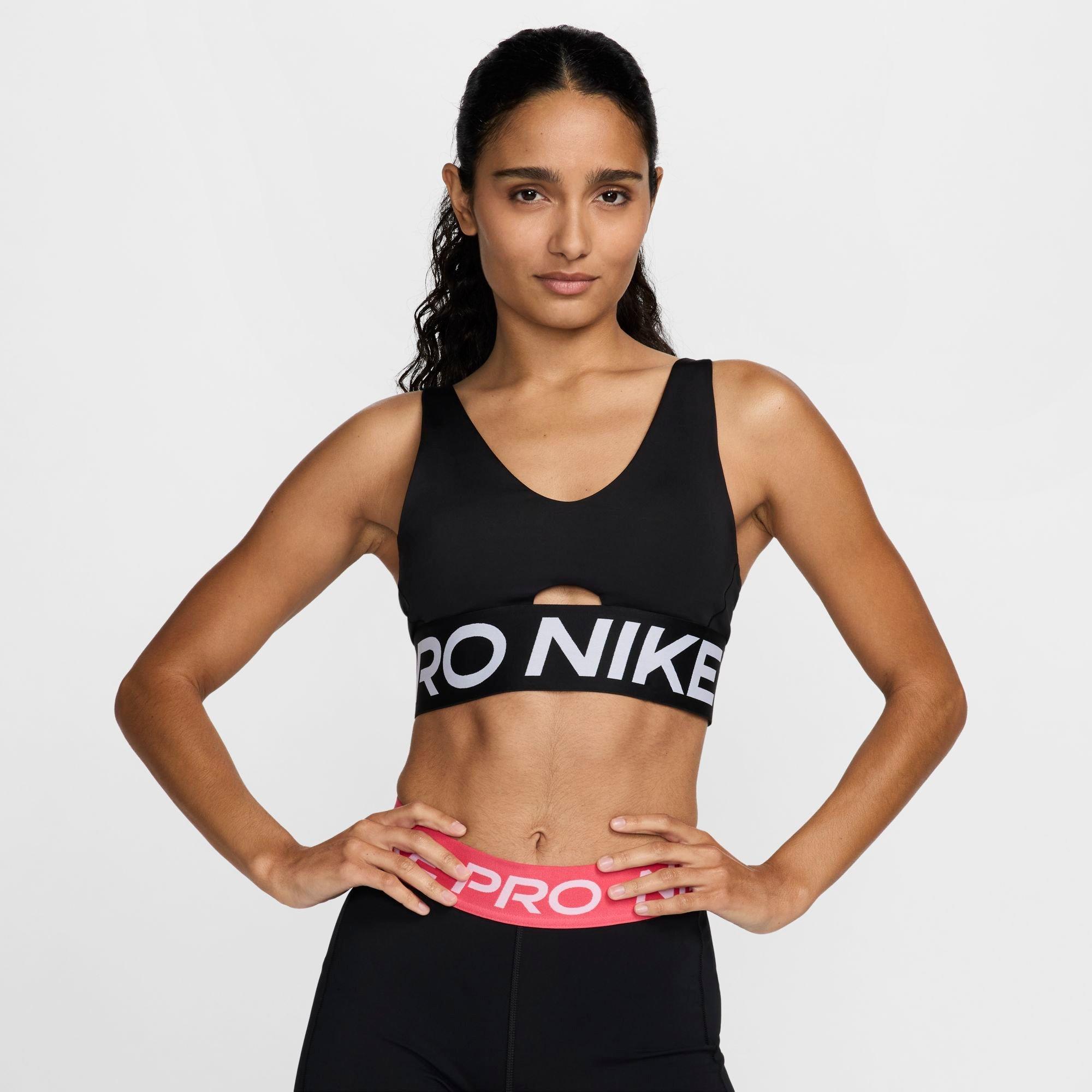 Nike Women's Pro Indy Plunge Sports Bra in Black/Black Size Small Polyester/Spandex