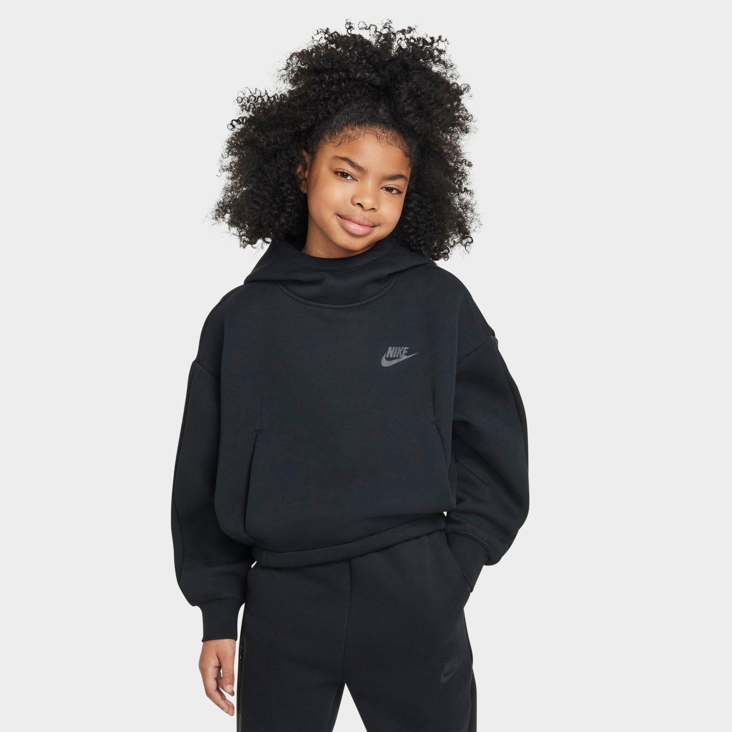 Nike Girls' Big Kids Sportswear Tech Fleece Oversized Hoodie in Black Size: XS