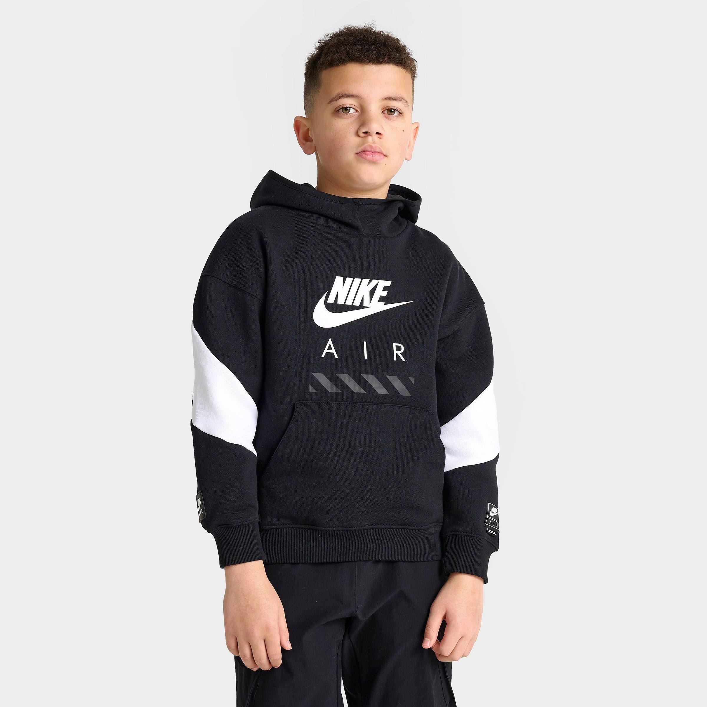 Nike Kids' Air Fleece Pullover Hoodie in Black/Black Size Large 100% Cotton/Fleece