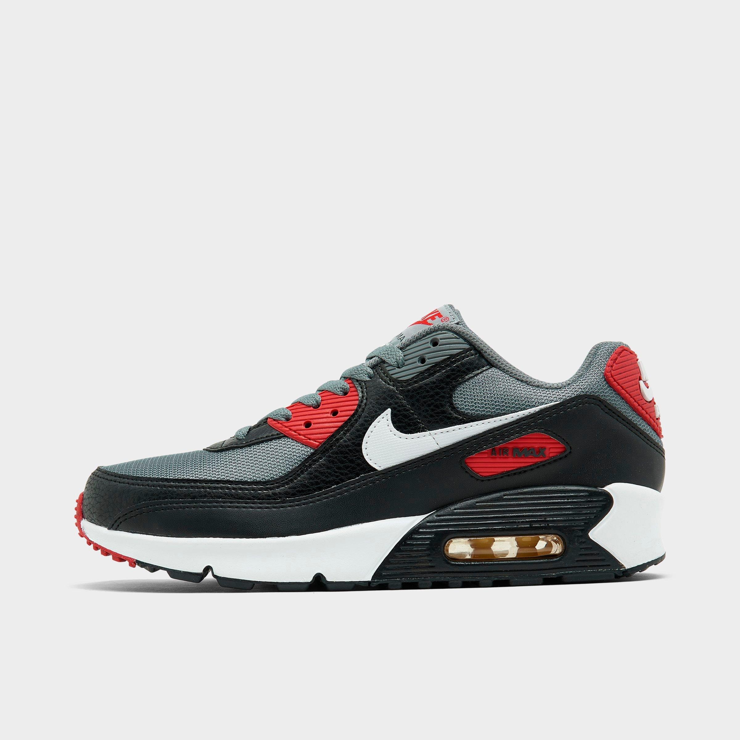 Shop Nike Big Kids' Air Max 90 Casual Shoes In Black/white/cool Grey/gym Red