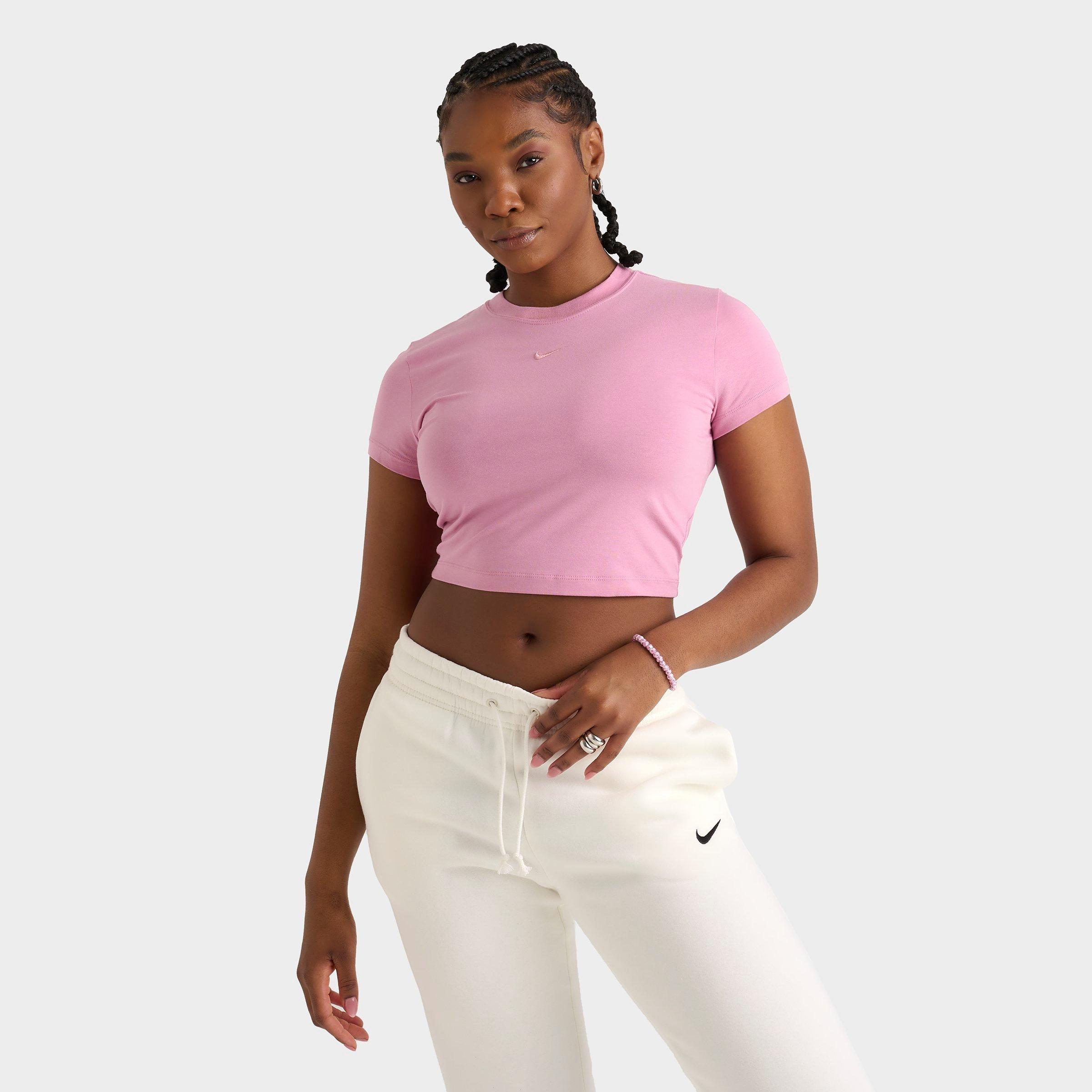 Nike Women's Sportswear Essential Slim Crop T-Shirt in Elemental Pink Size: XS